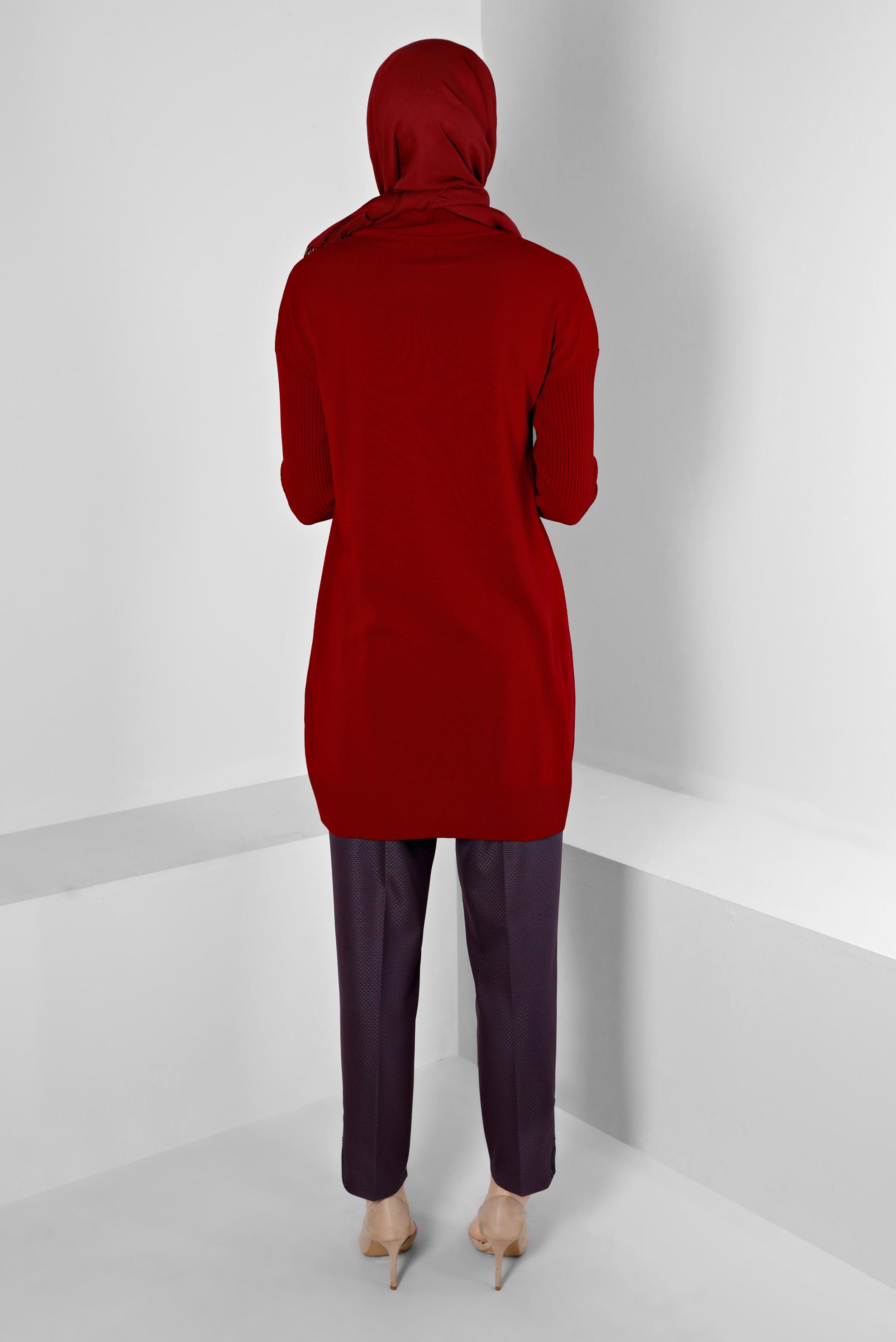 Tesettür giyim LACİVERT KUŞGÖZÜ DETAYLI KLASİK KESİM PANTOLON 70449 