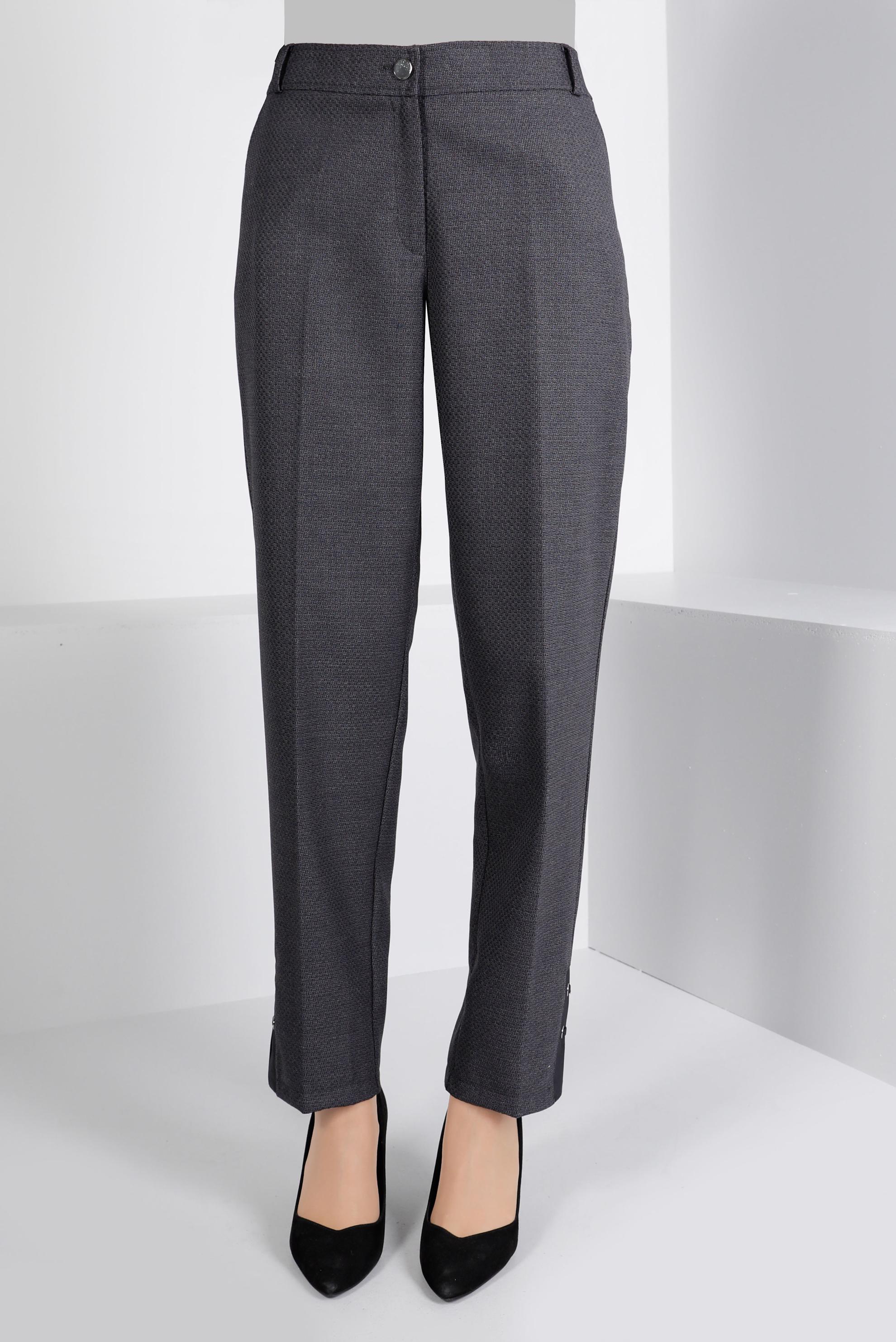 Tesettür giyim GRİ KUŞGÖZÜ DETAYLI KLASİK KESİM PANTOLON 70449 