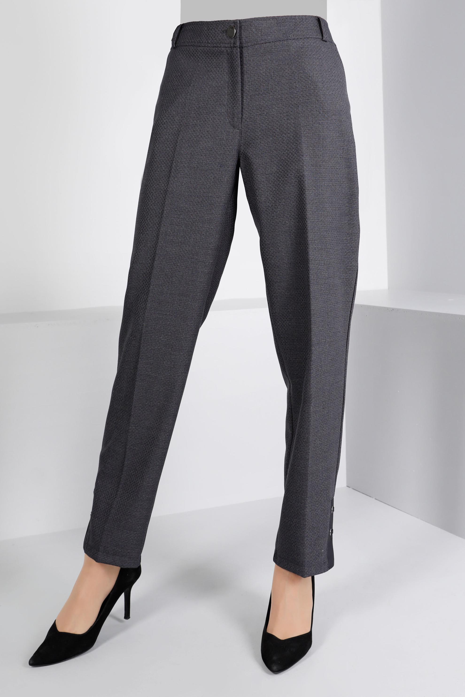 Tesettür giyim GRİ KUŞGÖZÜ DETAYLI KLASİK KESİM PANTOLON 70449 