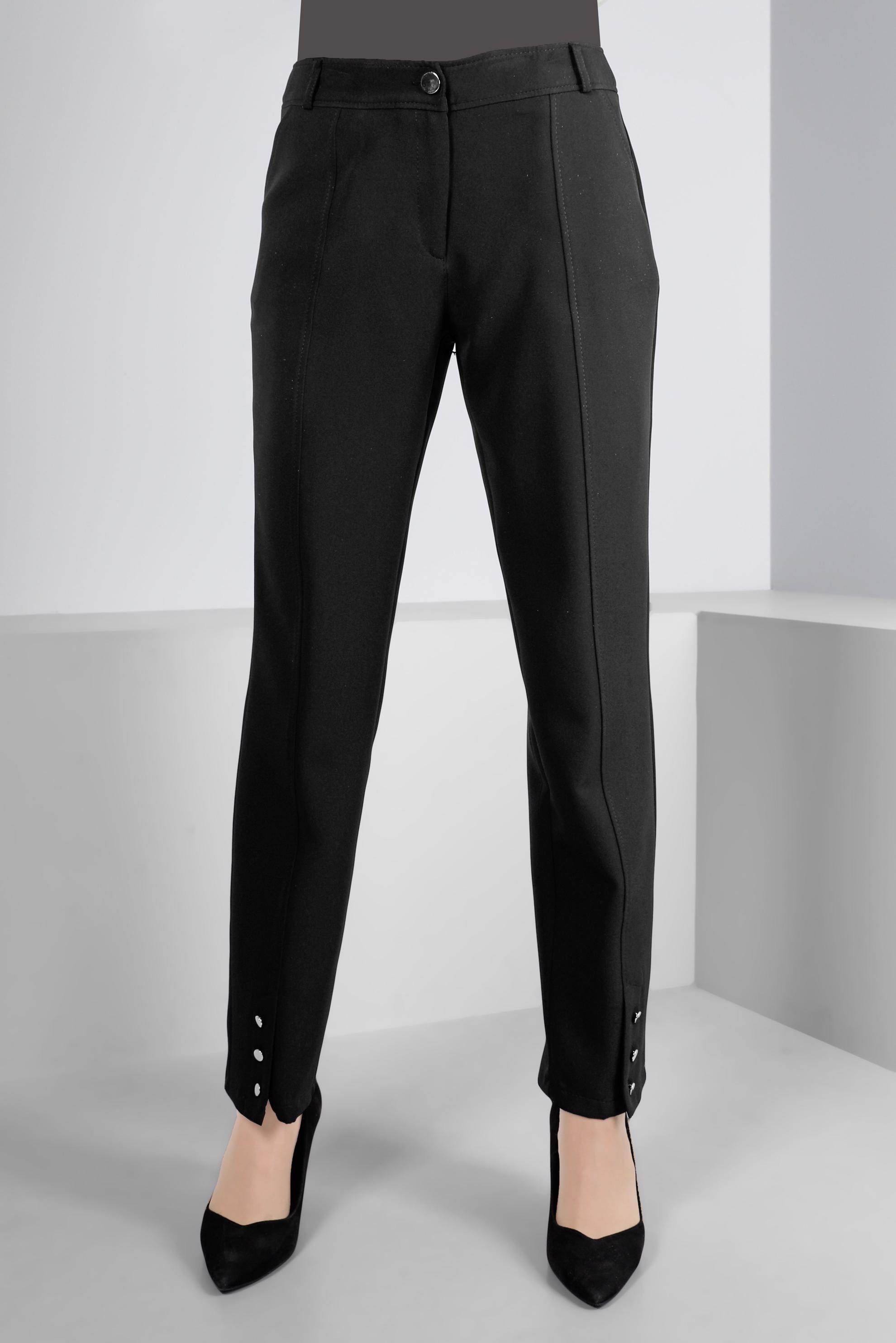 Tesettür giyim SİYAH PAÇASI DÜĞME DETAYLI PANTOLON 70451