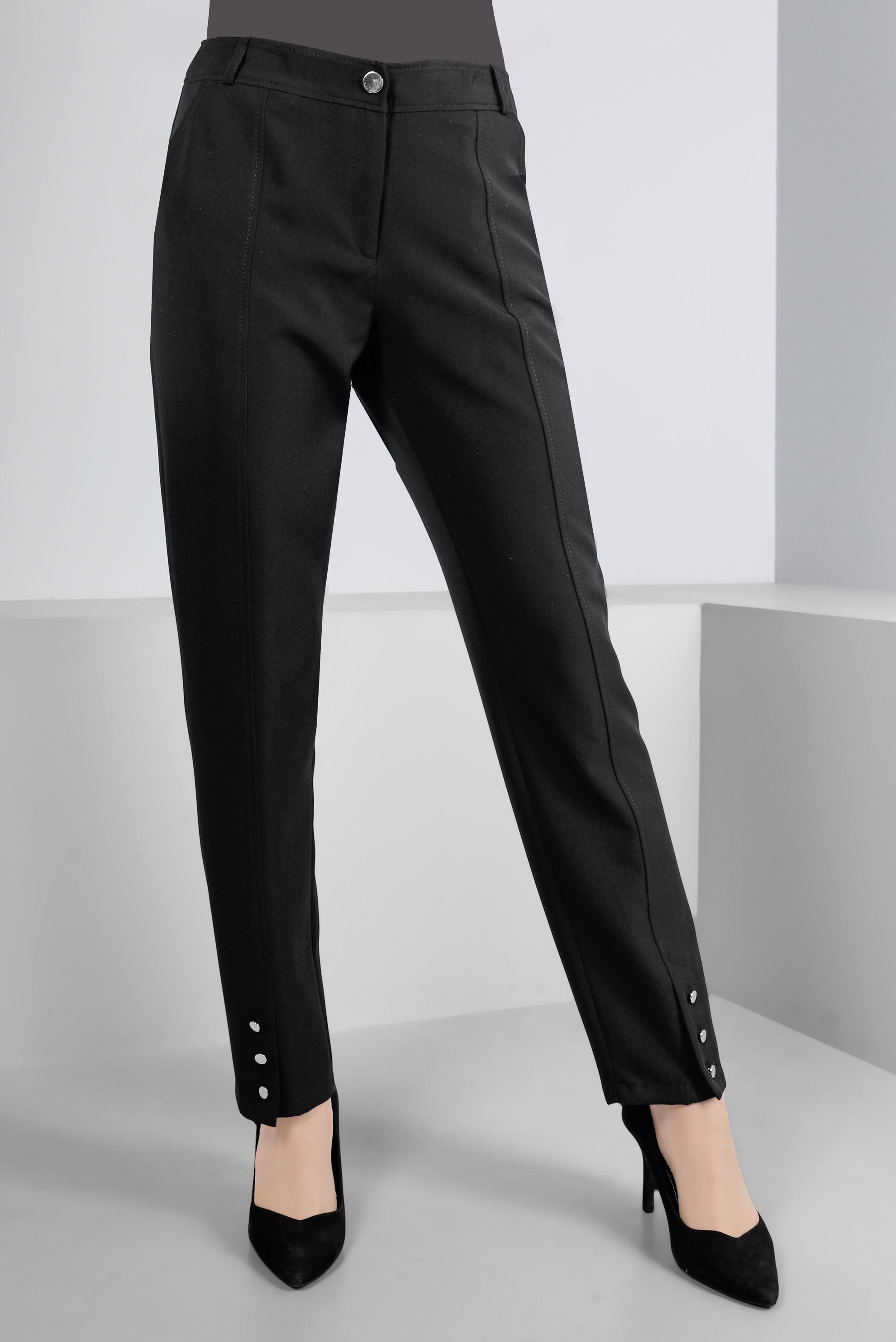 Tesettür giyim SİYAH PAÇASI DÜĞME DETAYLI PANTOLON 70451