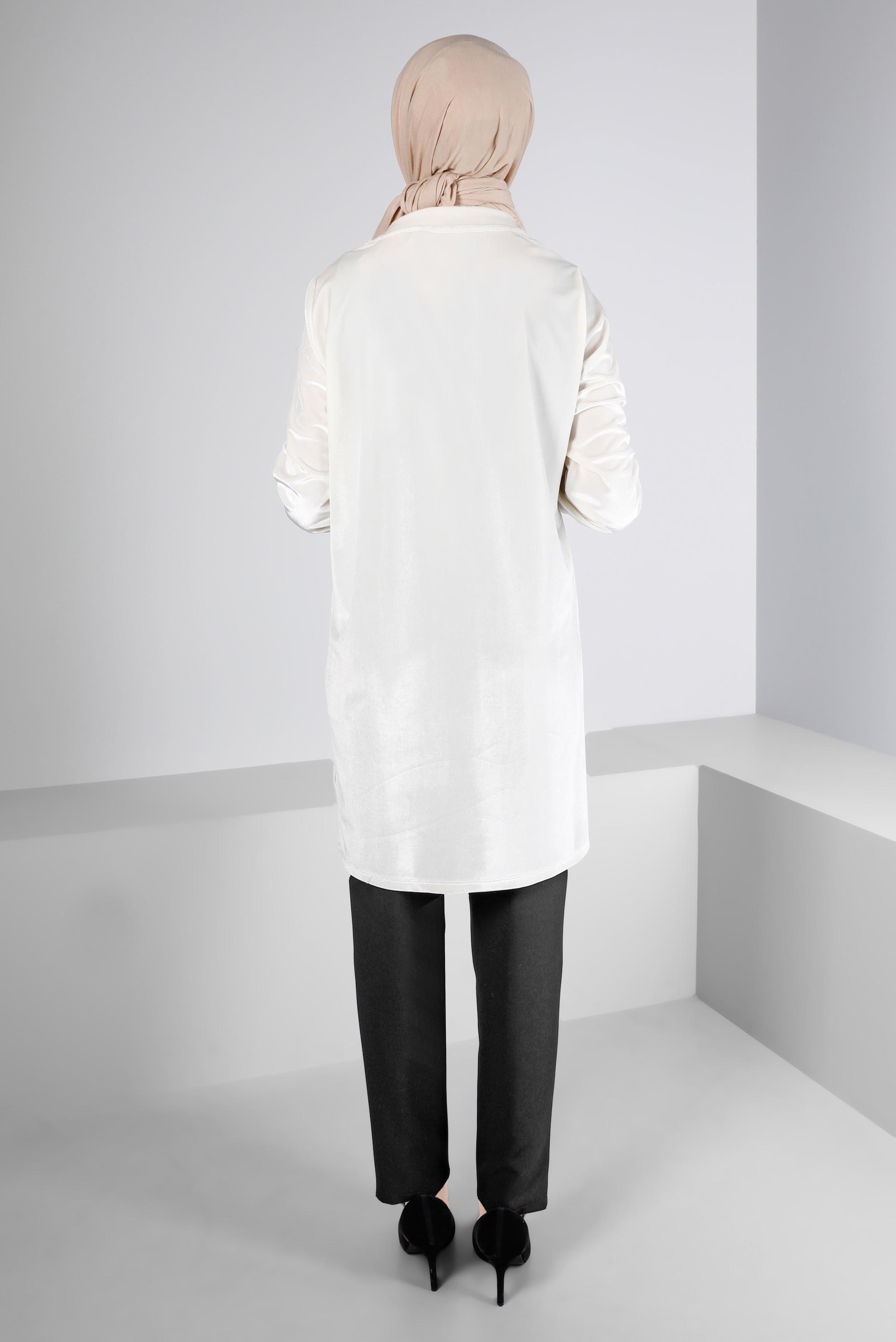 Tesettür giyim SİYAH PAÇASI DÜĞME DETAYLI PANTOLON 70451