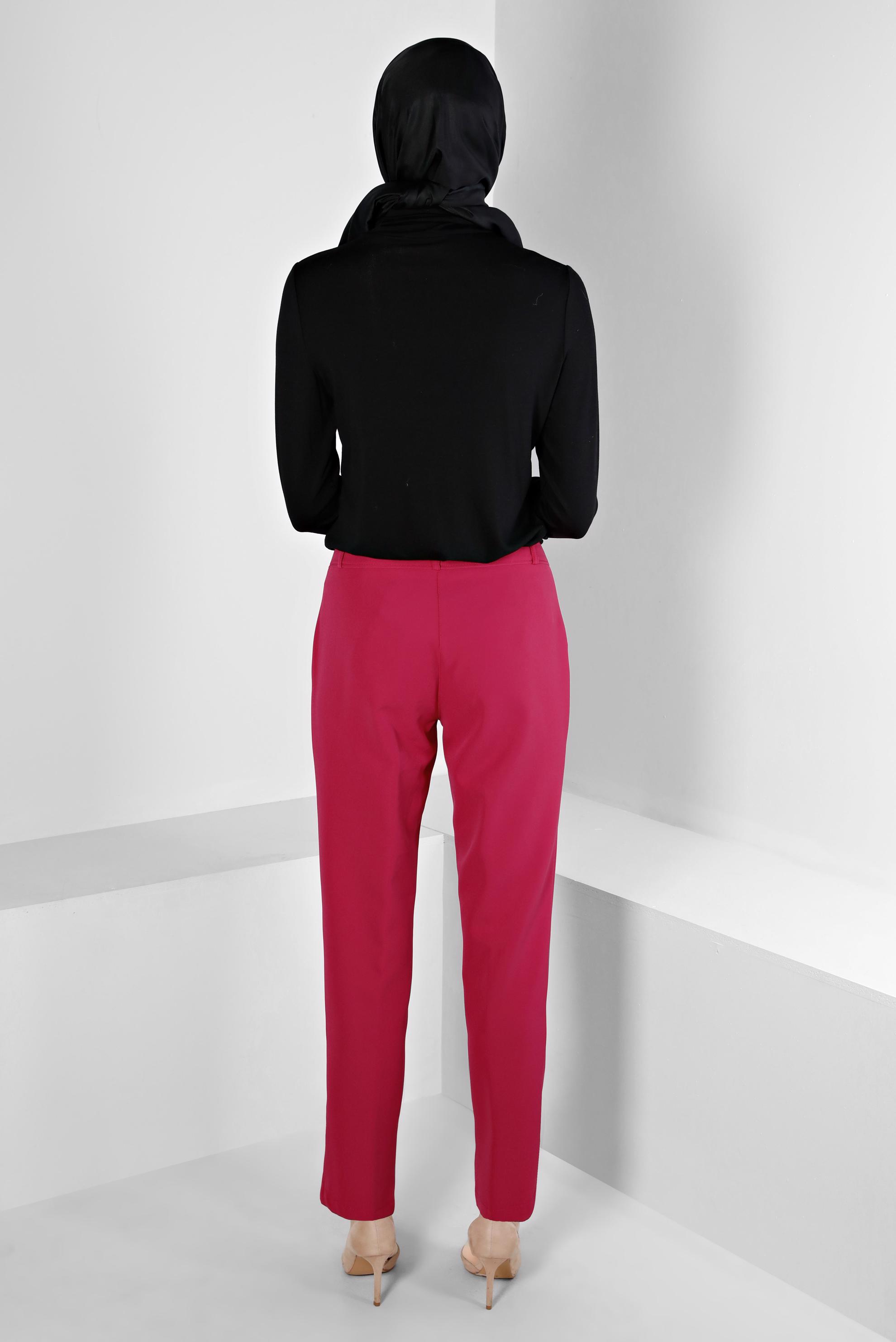 Tesettür giyim FUŞYA PAÇASI DÜĞME DETAYLI PANTOLON 70451