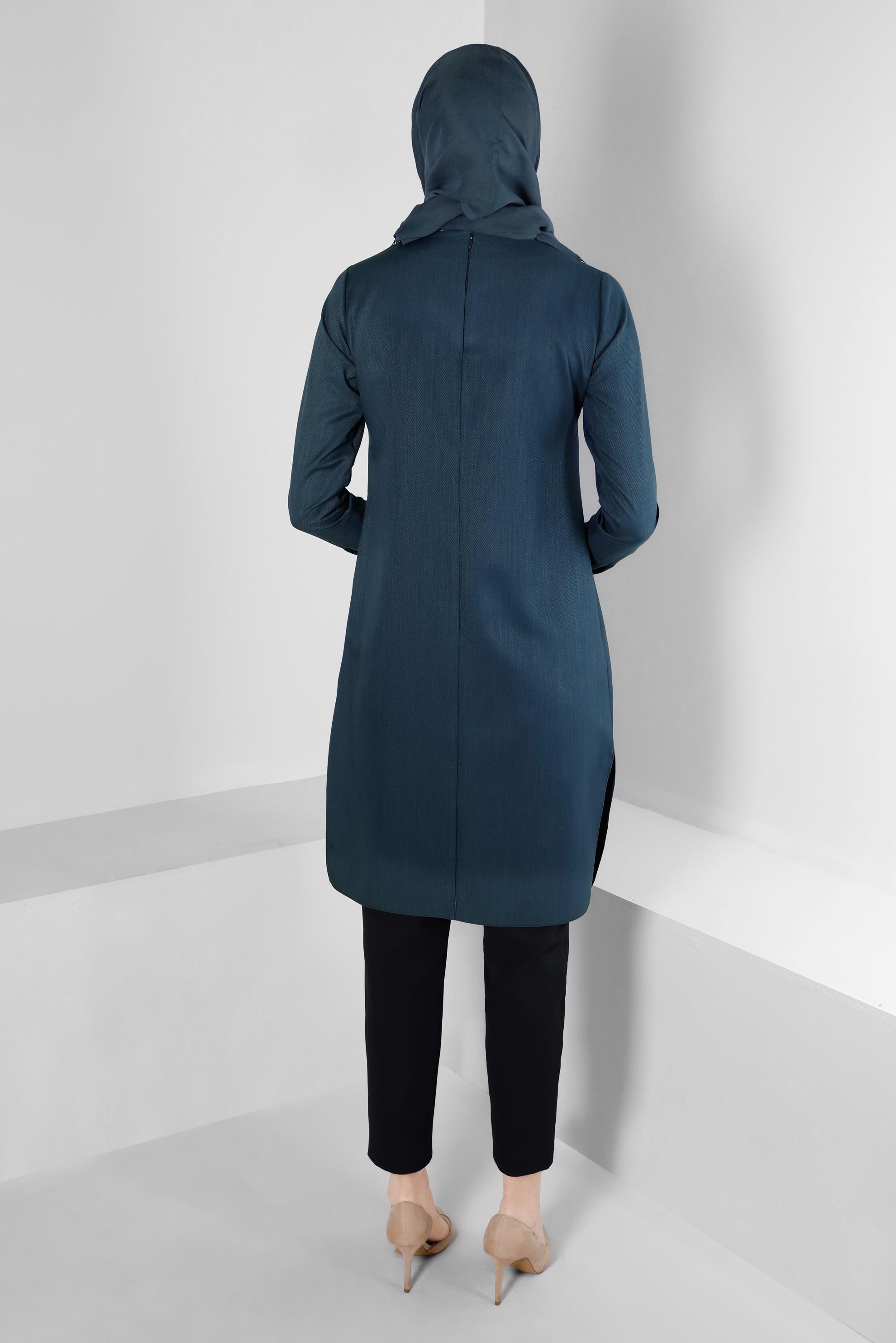 Tesettür giyim LACİVERT PAÇASI DÜĞME DETAYLI PANTOLON 70451