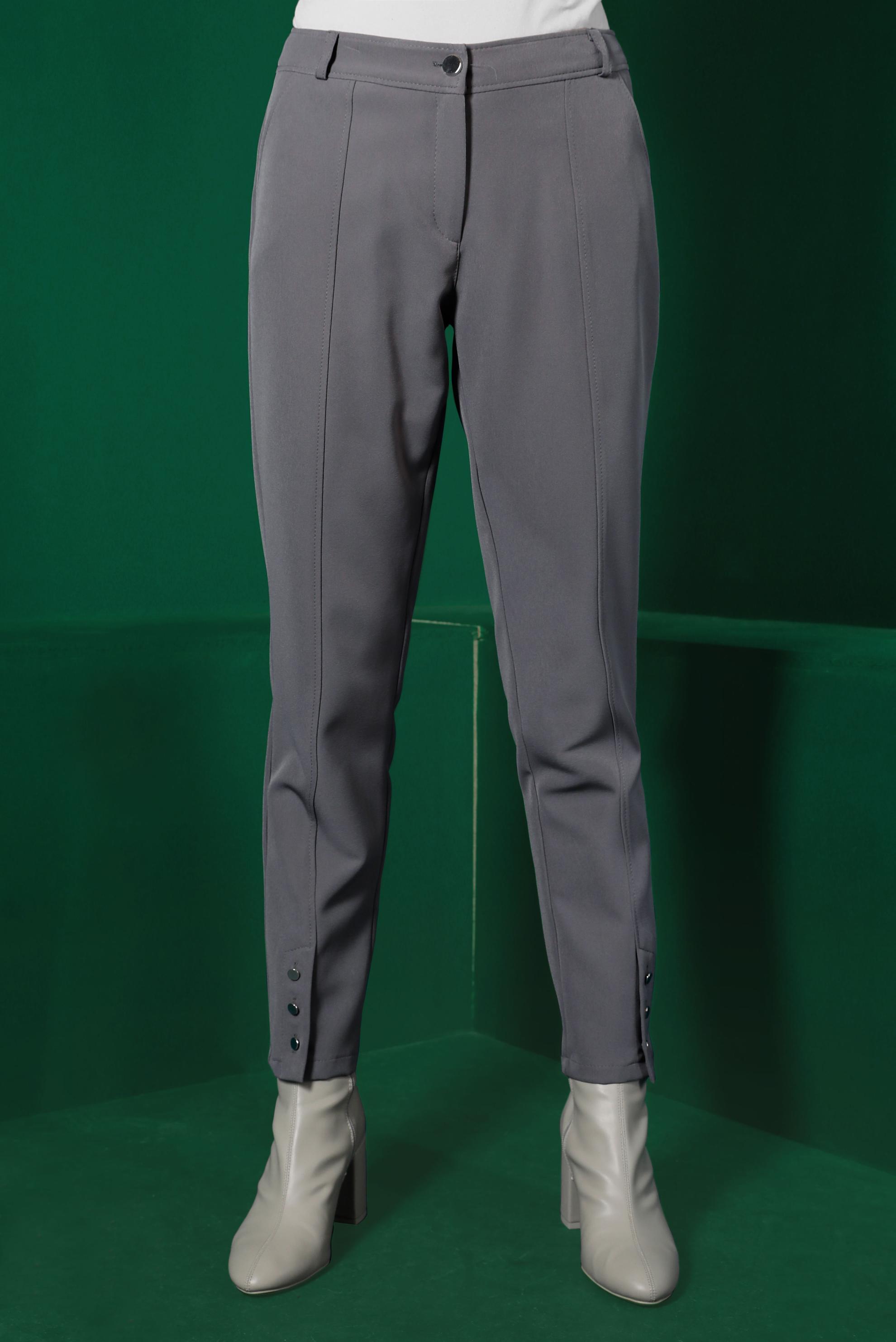 Tesettür giyim GRİ PAÇASI DÜĞME DETAYLI PANTOLON 70451