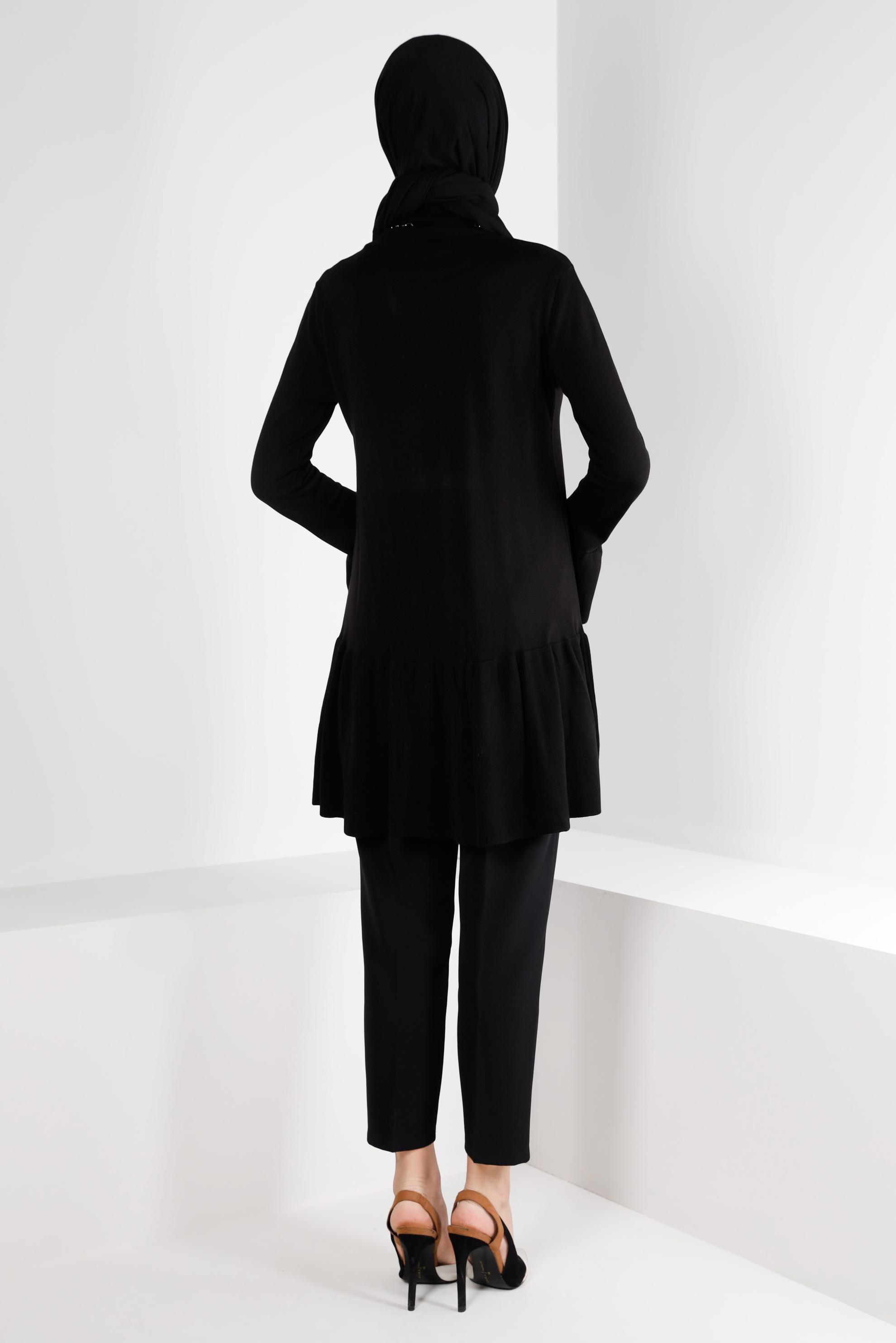 Tesettür giyim SİYAH BELİ LASTİKLİ CEPLİ PANTOLON 70452