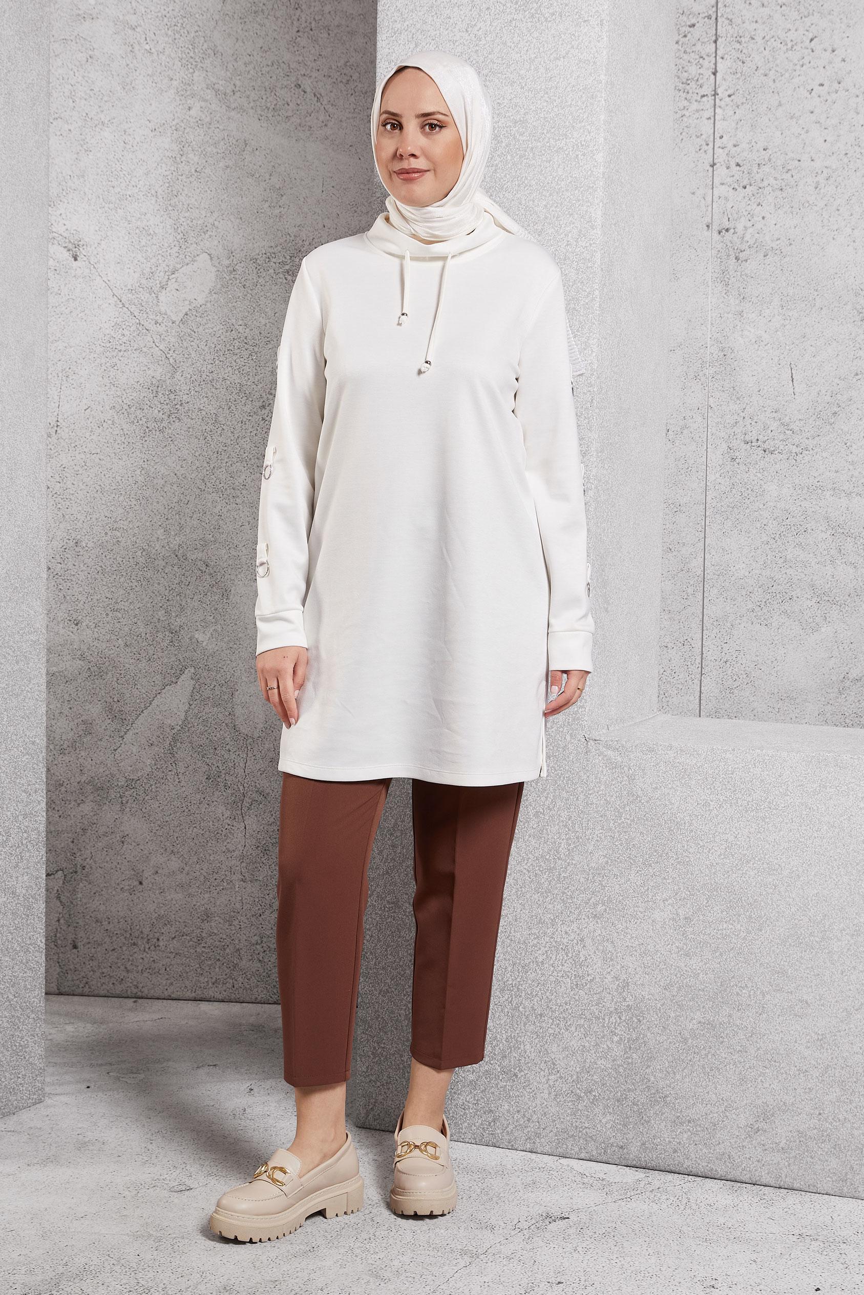 Tesettür giyim TURUNCU BELİ LASTİKLİ CEPLİ PANTOLON 70452