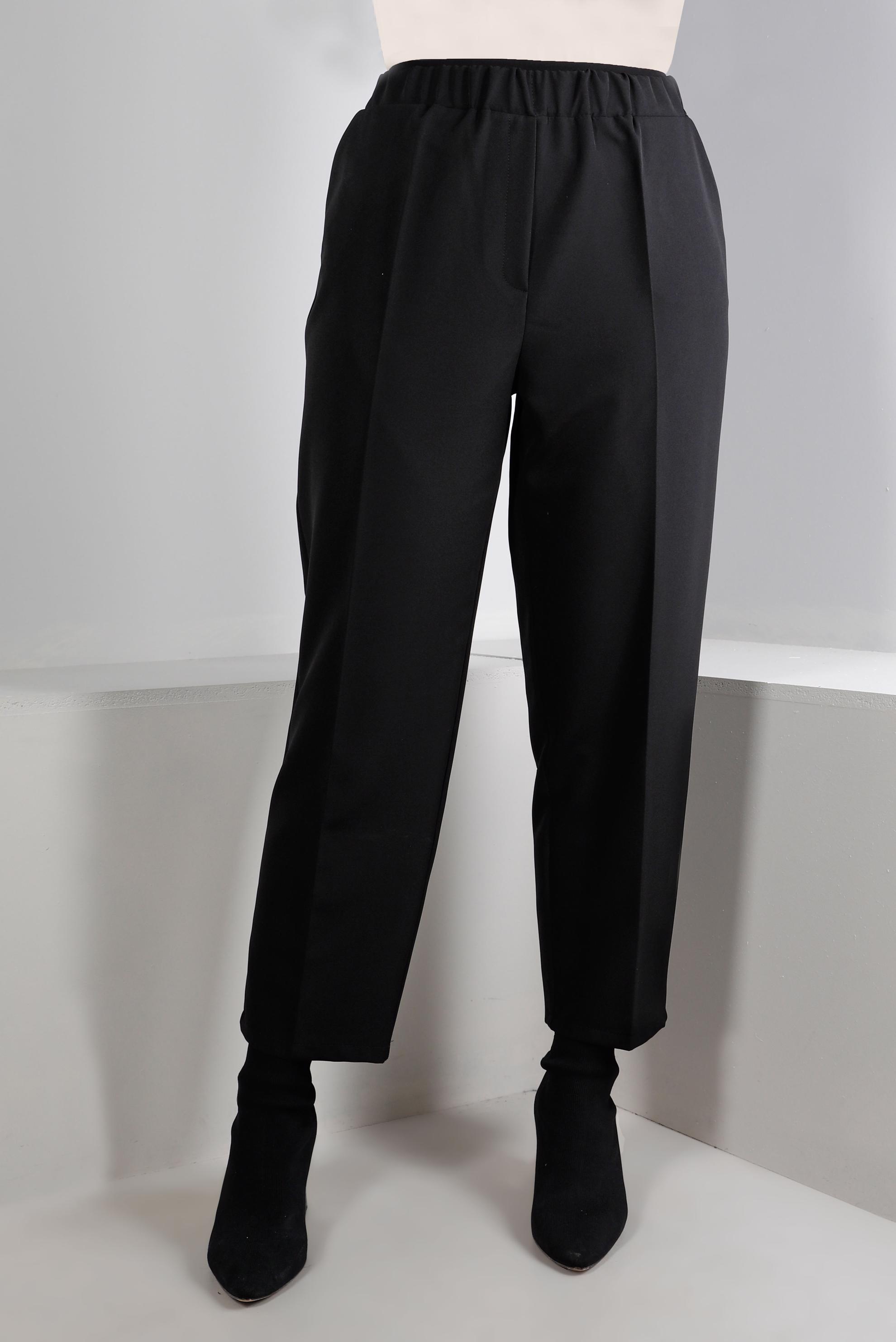 Vêtements hijab NOIR PANTALON COUPE DROITE À TAILLE ÉLASTIQUE 70453