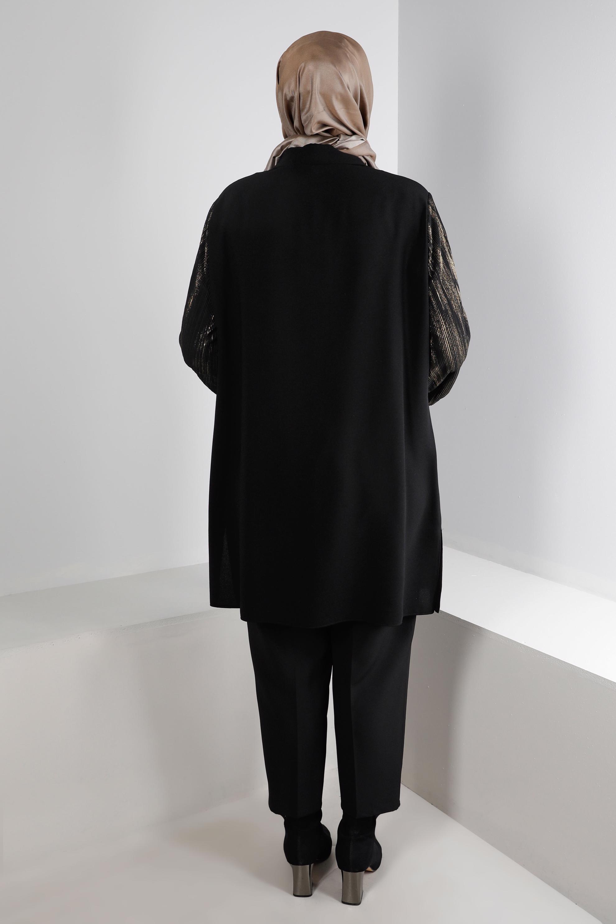 Vêtements hijab NOIR PANTALON COUPE DROITE À TAILLE ÉLASTIQUE 70453