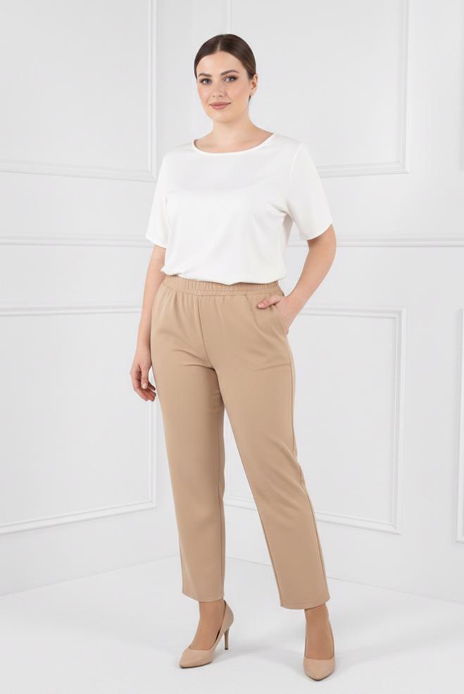 Vêtements hijab BEIGE PANTALON COUPE DROITE À TAILLE ÉLASTIQUE 70453 - ALVİNA