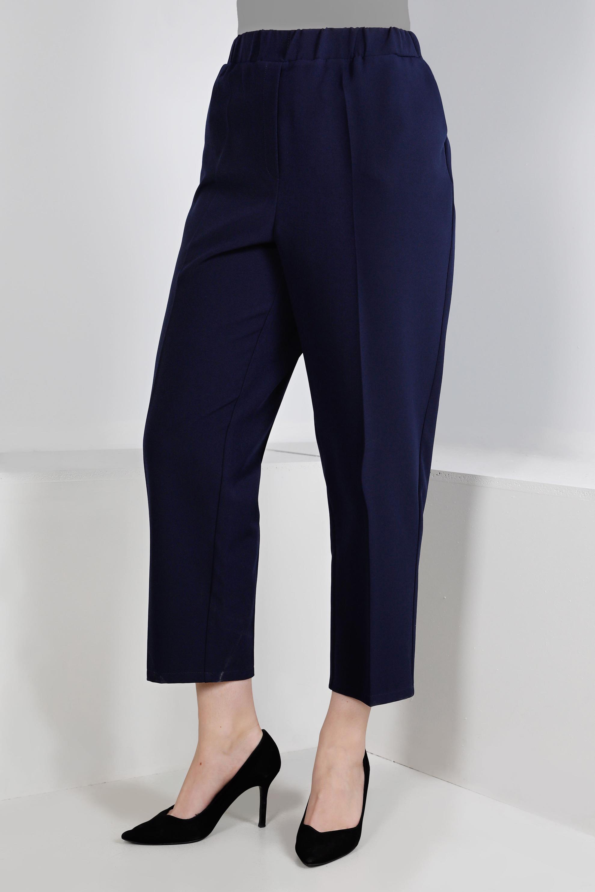 Hijab clothing NAVY BLUE ELASTIC WAIST STRAIGHT CUT TROUSERS 70453