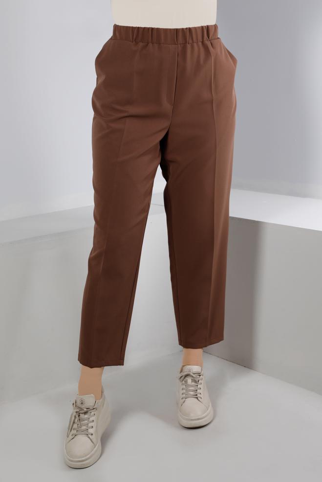 Vêtements hijab VISON PANTALON COUPE DROITE À TAILLE ÉLASTIQUE 70453 - ALVİNA