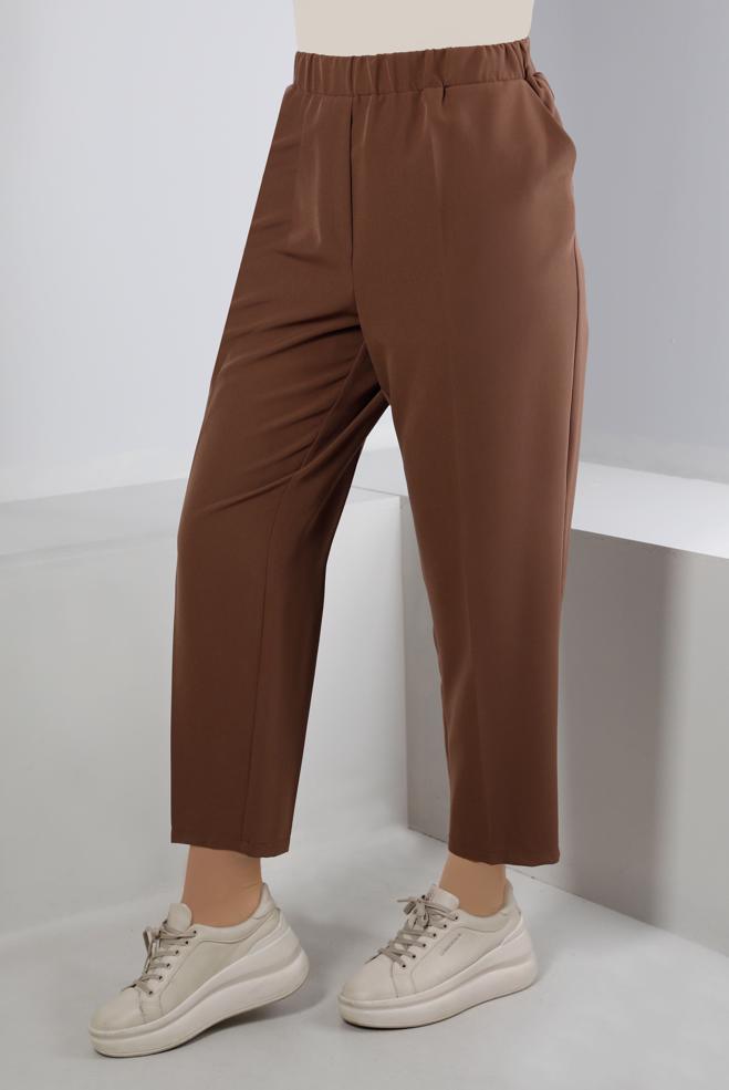 Vêtements hijab VISON PANTALON COUPE DROITE À TAILLE ÉLASTIQUE 70453 - ALVİNA