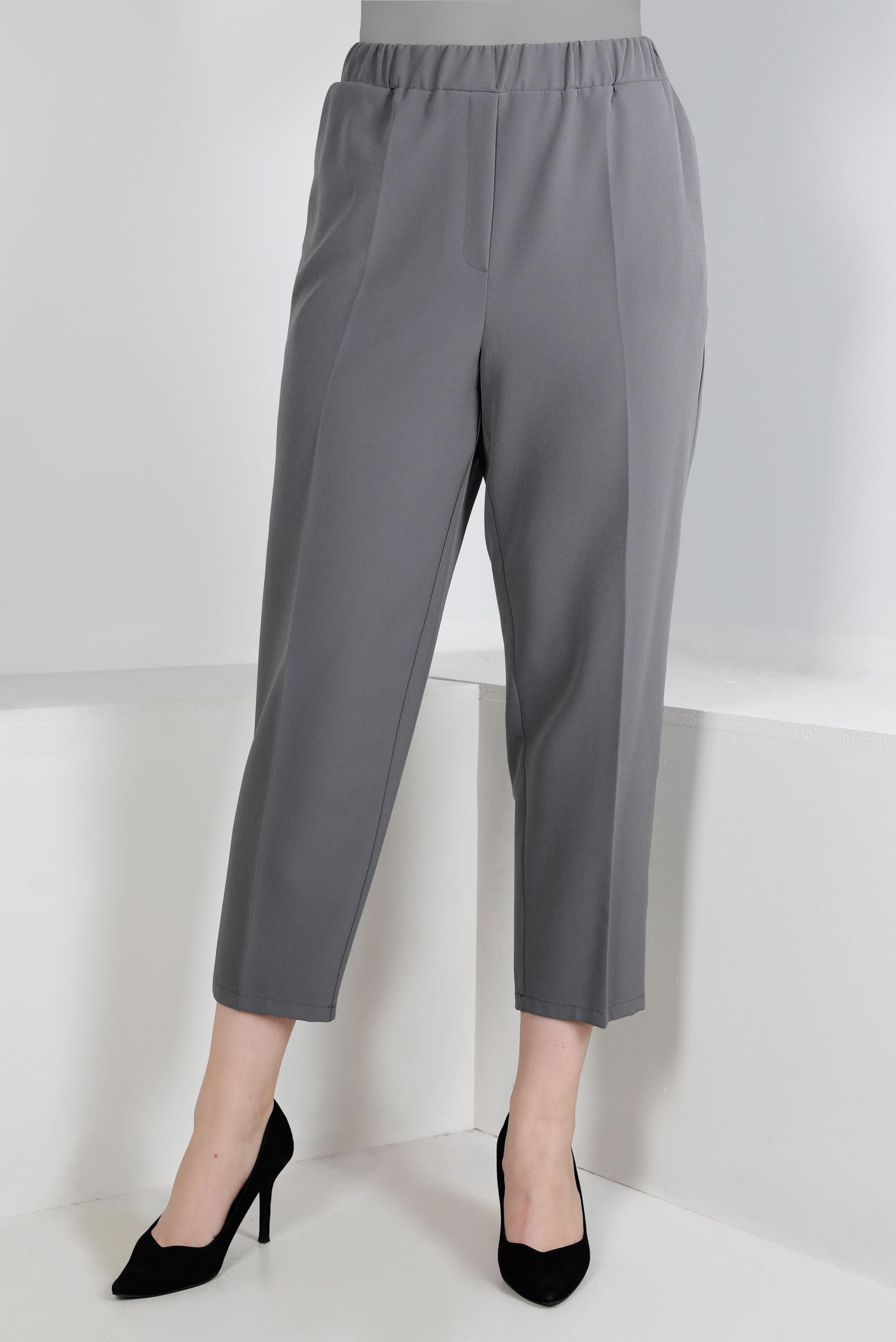 Hijab clothing GREY ELASTIC WAIST STRAIGHT CUT TROUSERS 70453