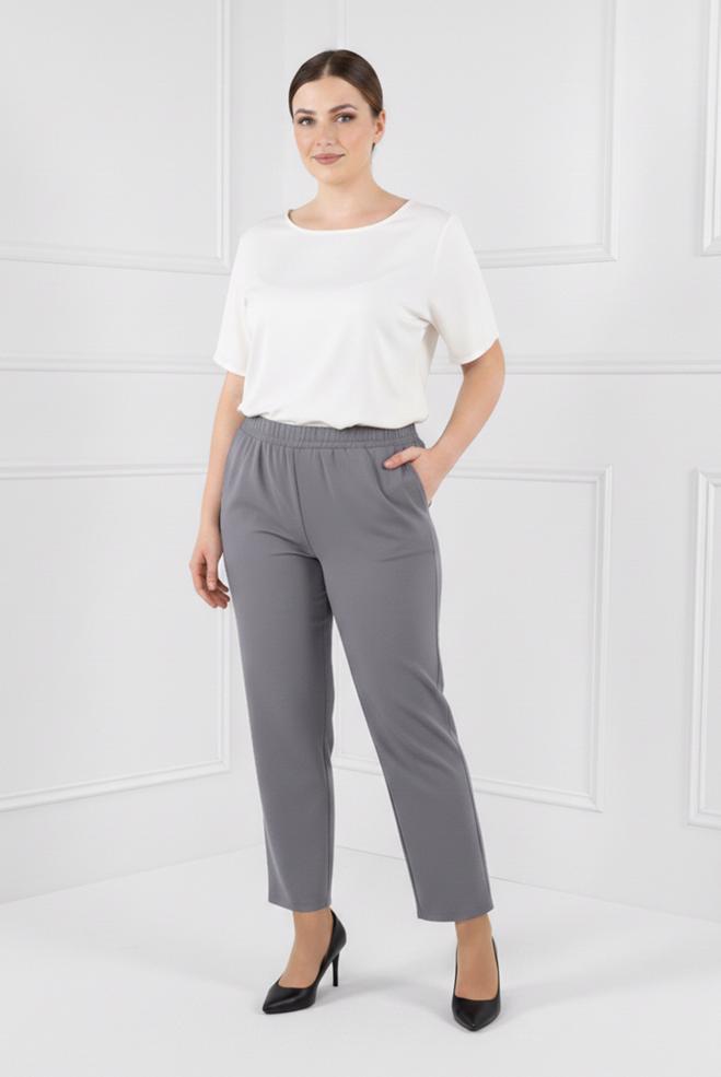 Vêtements hijab GRIS PANTALON COUPE DROITE À TAILLE ÉLASTIQUE 70453 - ALVİNA