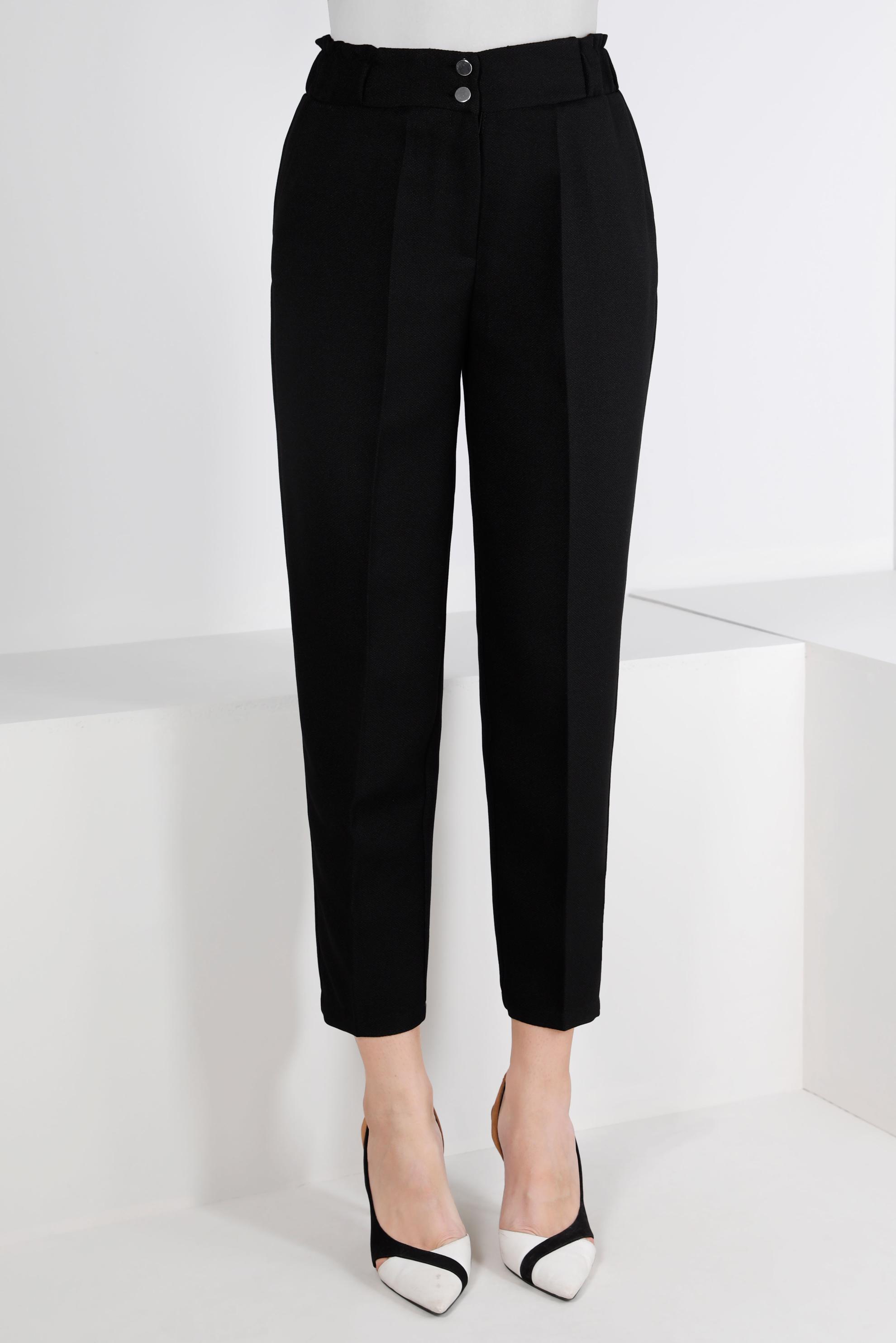 Tesettür giyim SİYAH BELİ LASTİKLİ KLASİK KESİM PANTOLON 70454 