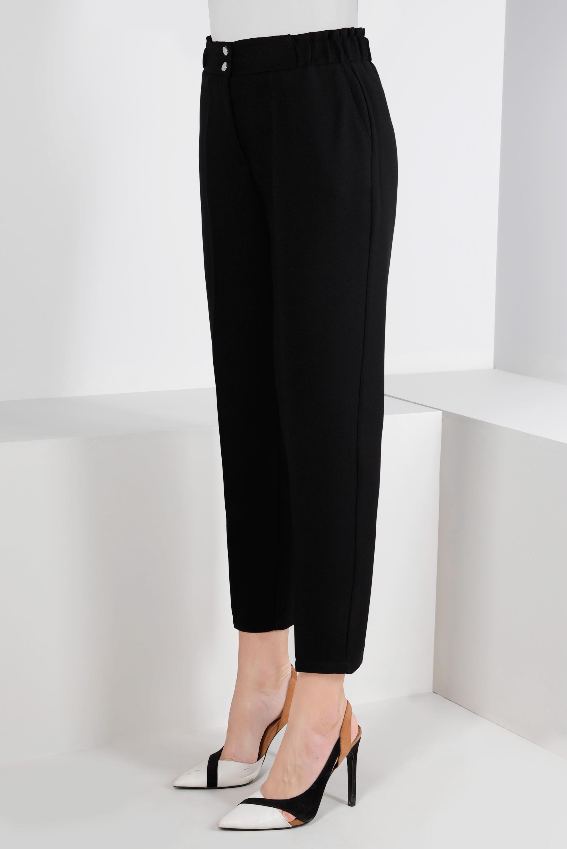 Tesettür giyim SİYAH BELİ LASTİKLİ KLASİK KESİM PANTOLON 70454 