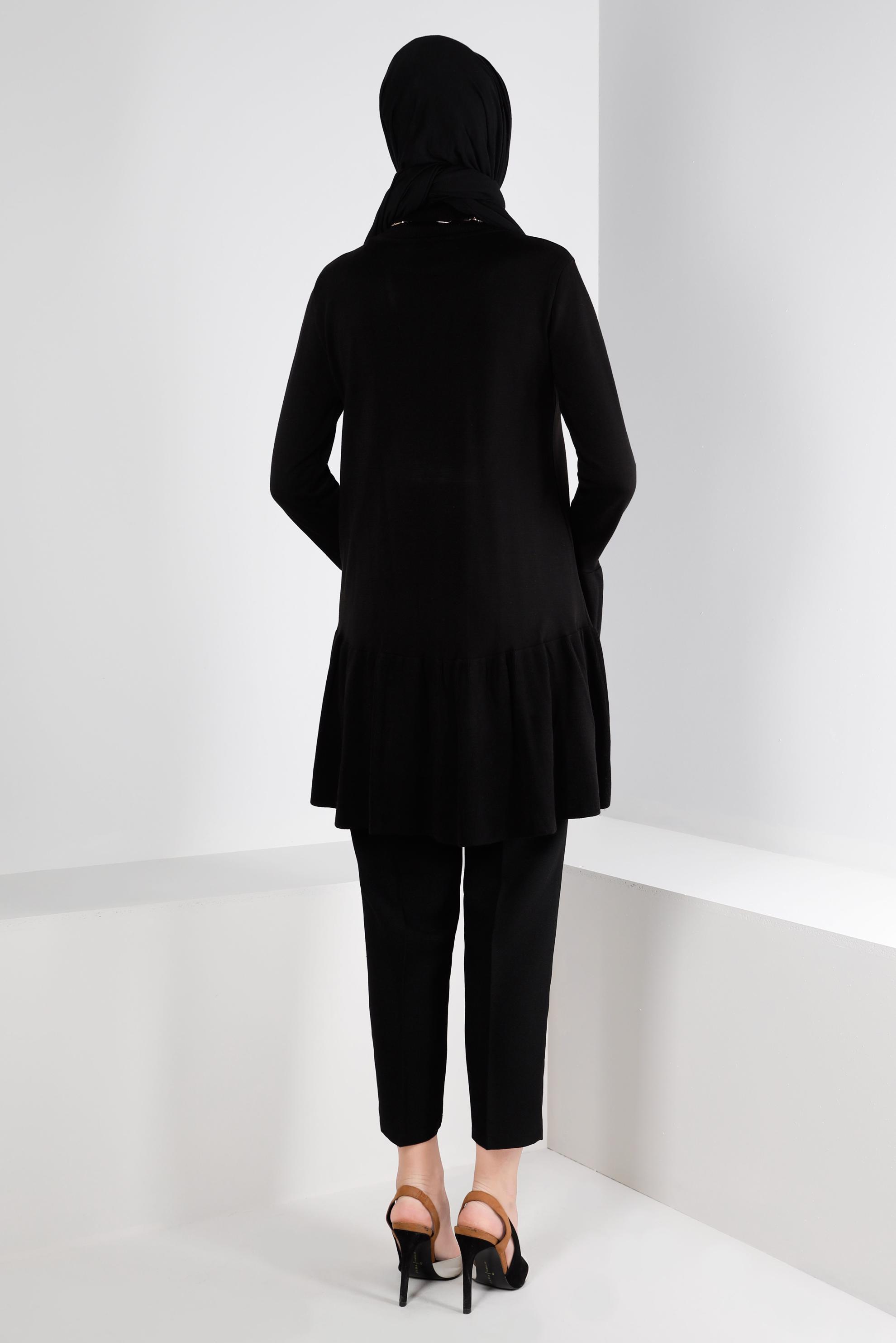 Tesettür giyim SİYAH BELİ LASTİKLİ KLASİK KESİM PANTOLON 70454 