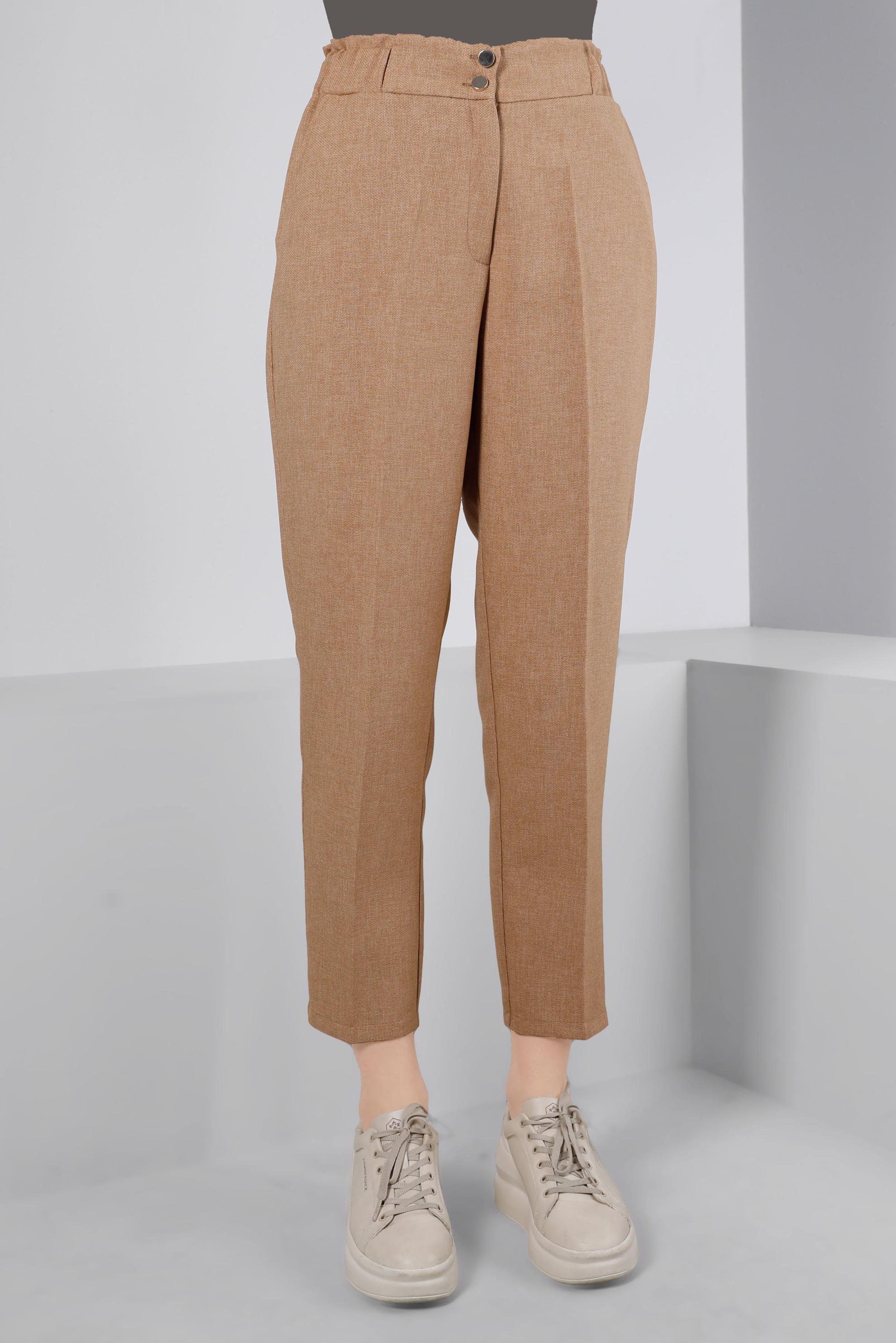 Tesettür giyim KAHVE BELİ LASTİKLİ KLASİK KESİM PANTOLON 70454 