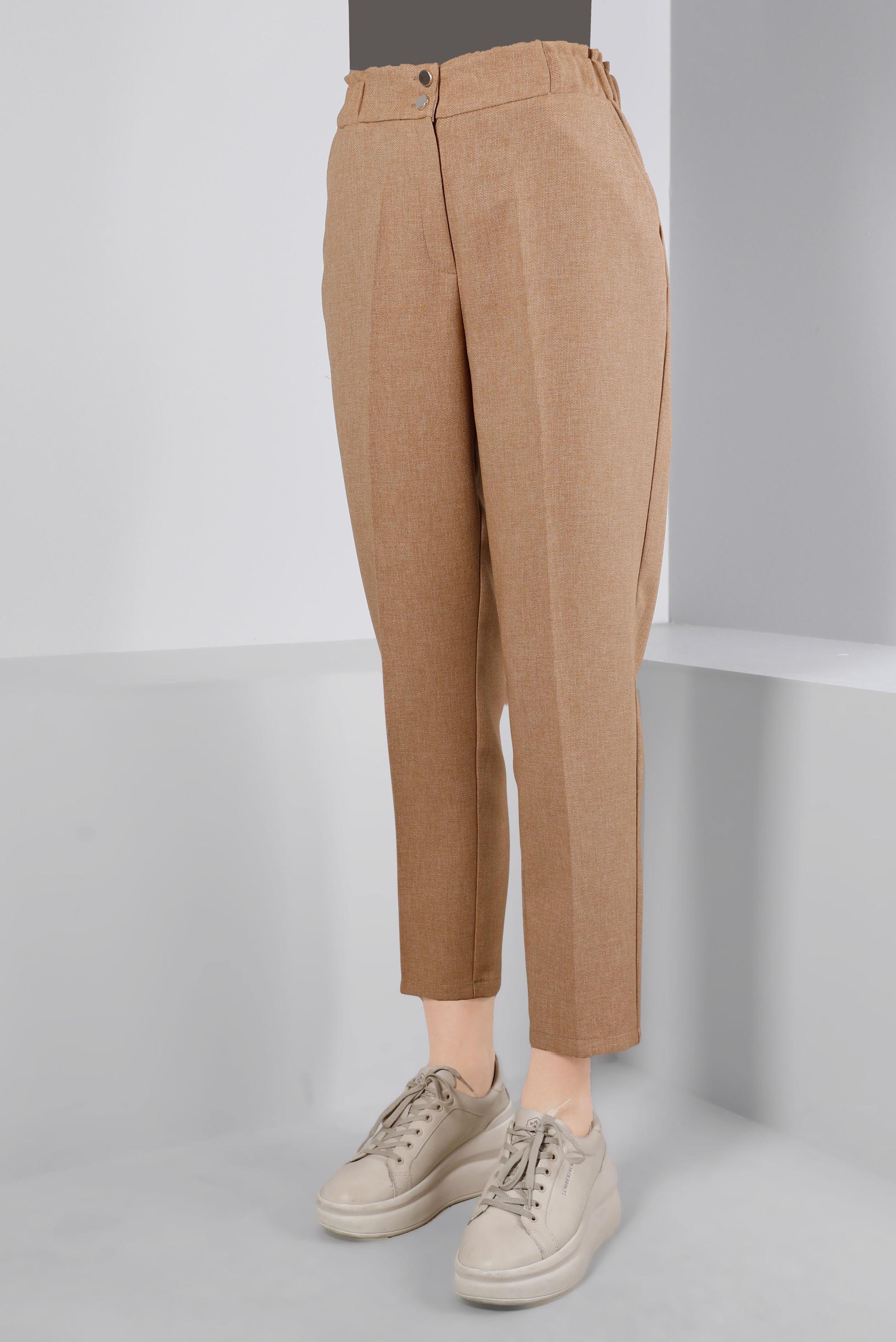 Tesettür giyim KAHVE BELİ LASTİKLİ KLASİK KESİM PANTOLON 70454 