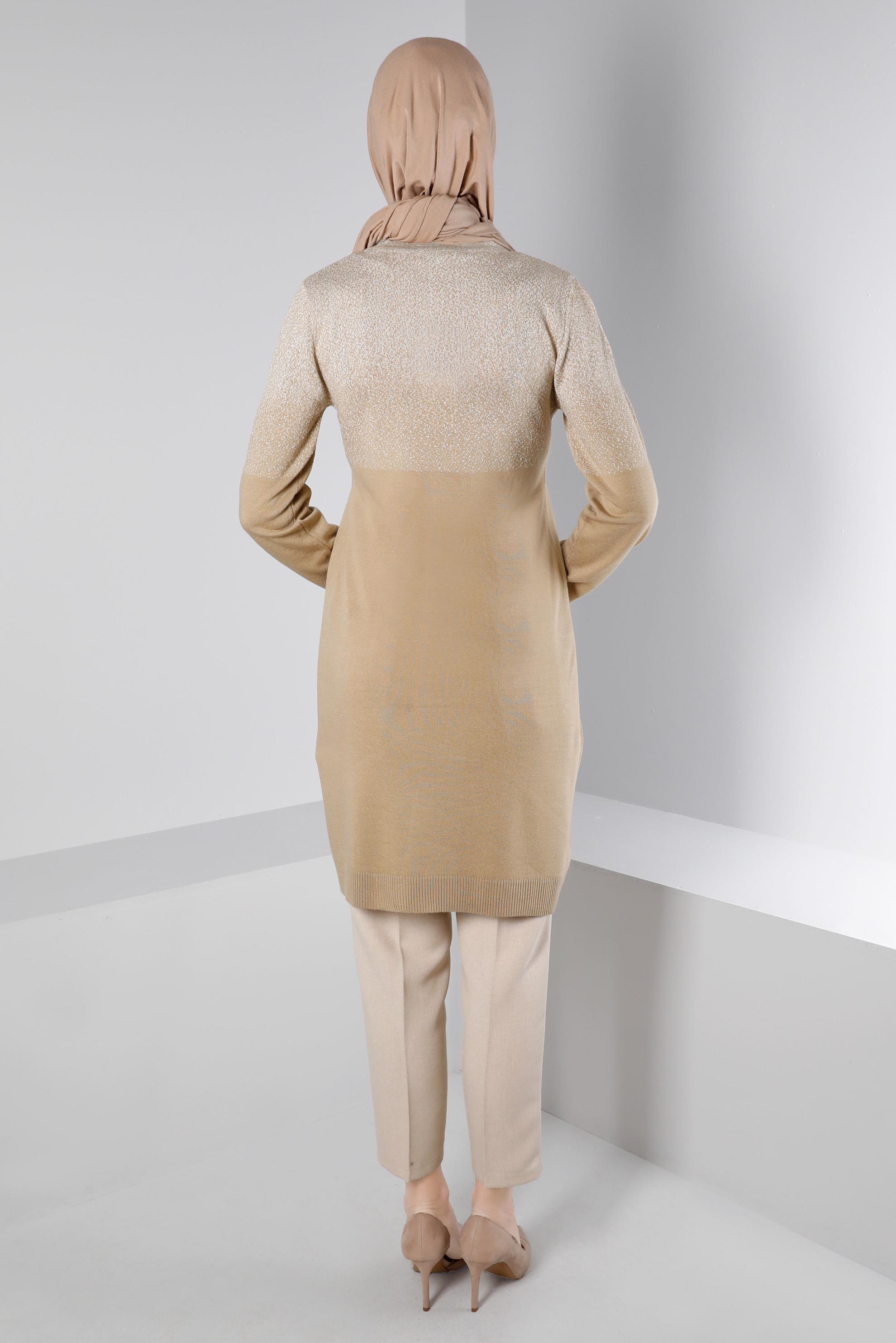 Tesettür giyim BEJ BELİ LASTİKLİ KLASİK KESİM PANTOLON 70454 