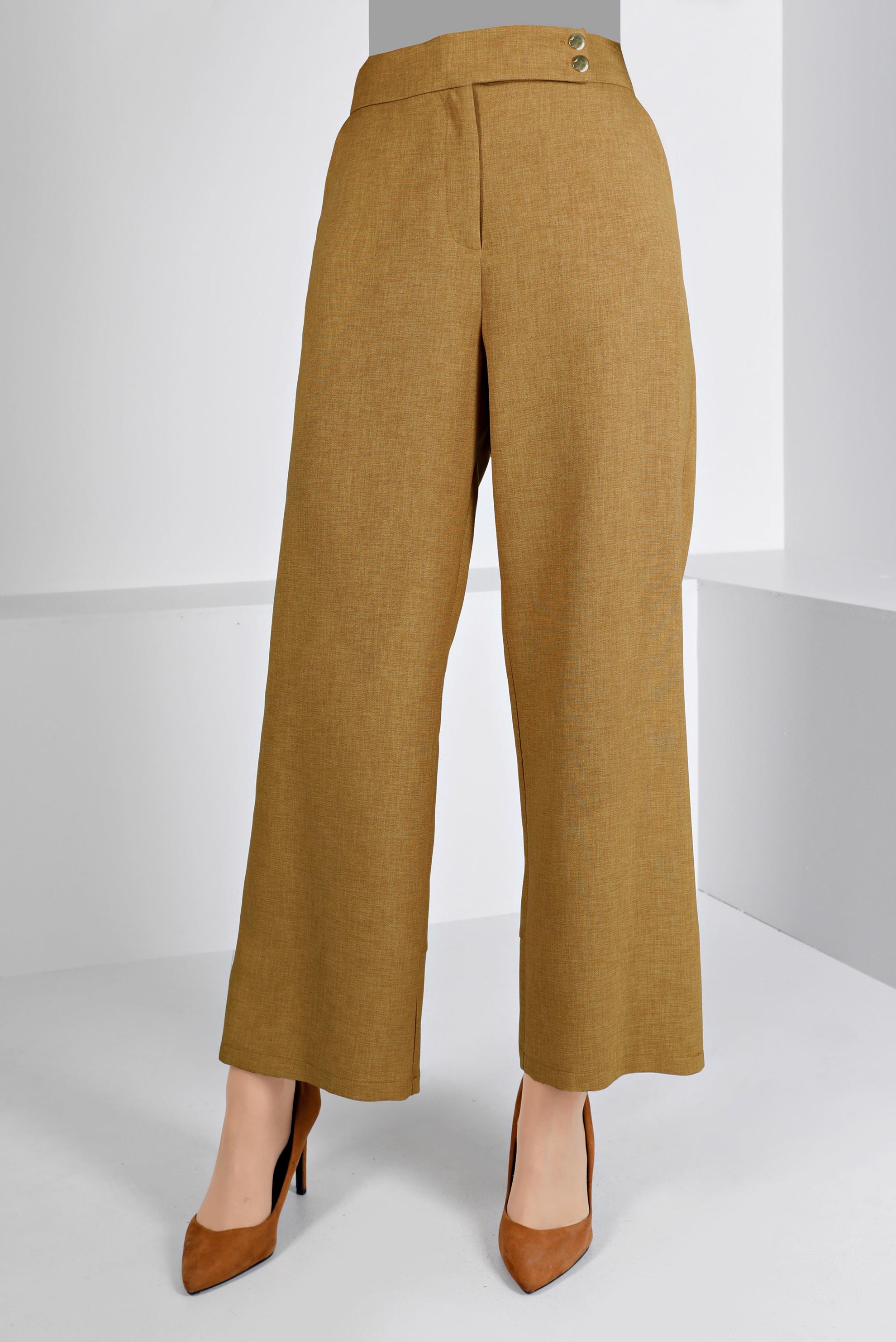 Tesettür giyim SARI GENİŞ PAÇA PANTOLON 70456