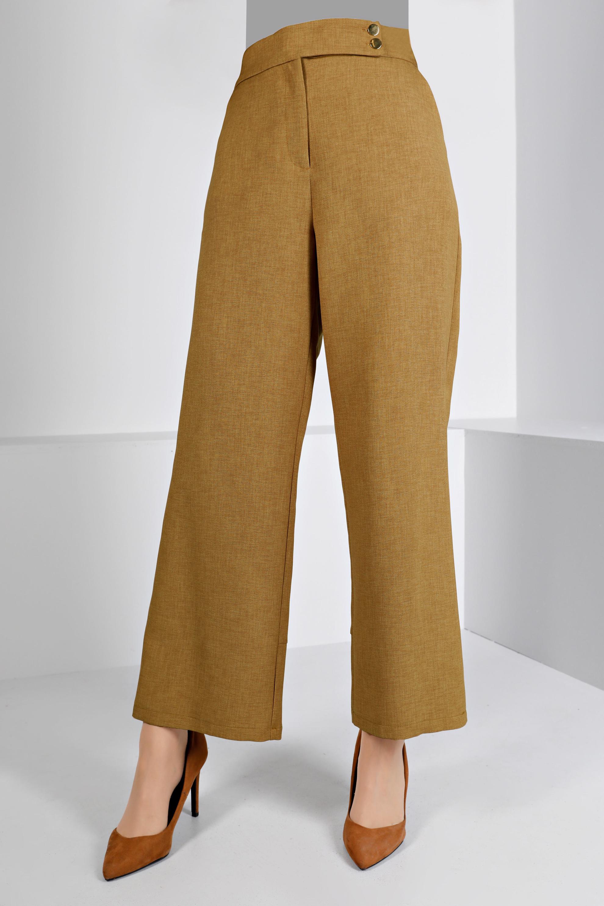 Tesettür giyim SARI GENİŞ PAÇA PANTOLON 70456