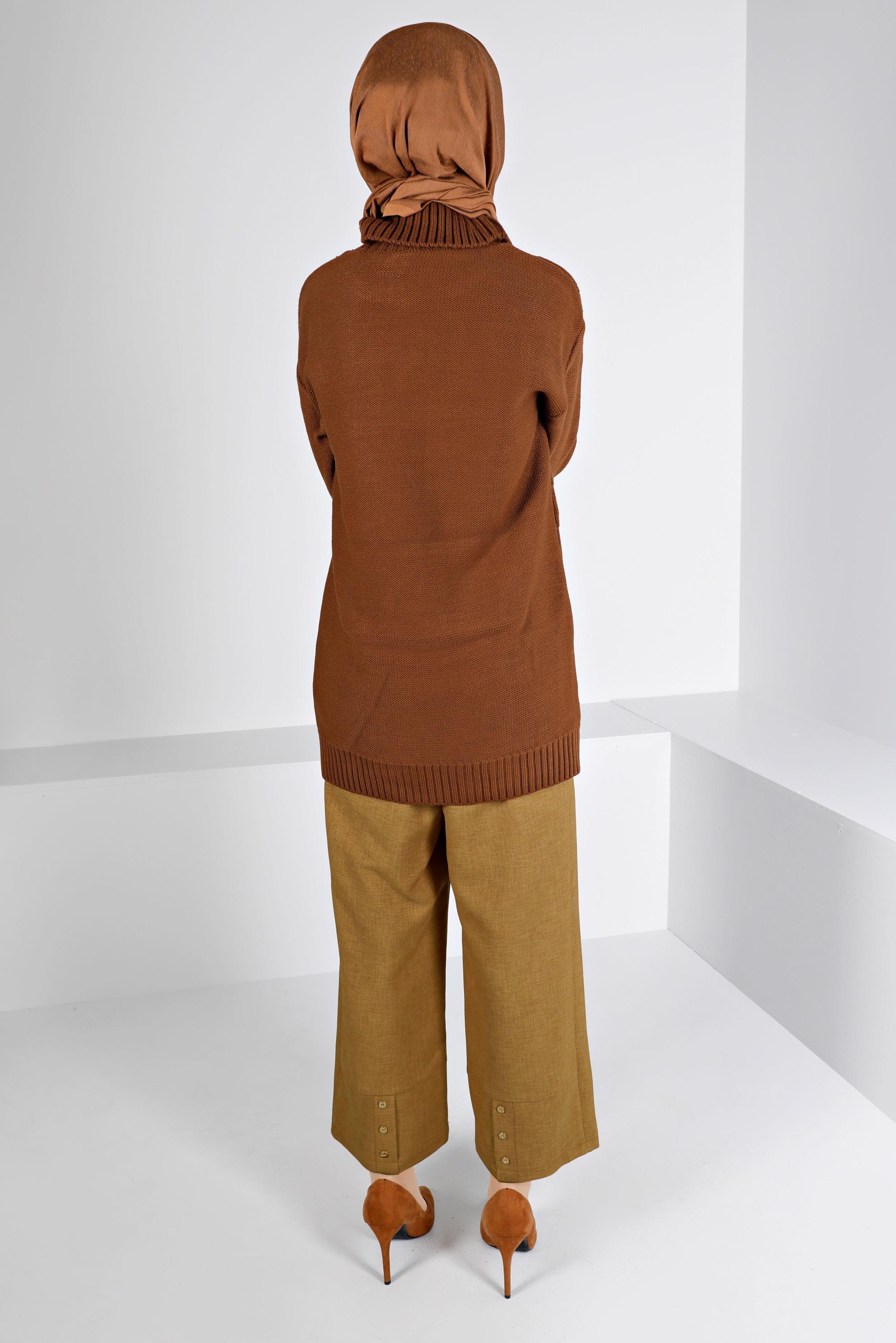 Tesettür giyim SARI GENİŞ PAÇA PANTOLON 70456