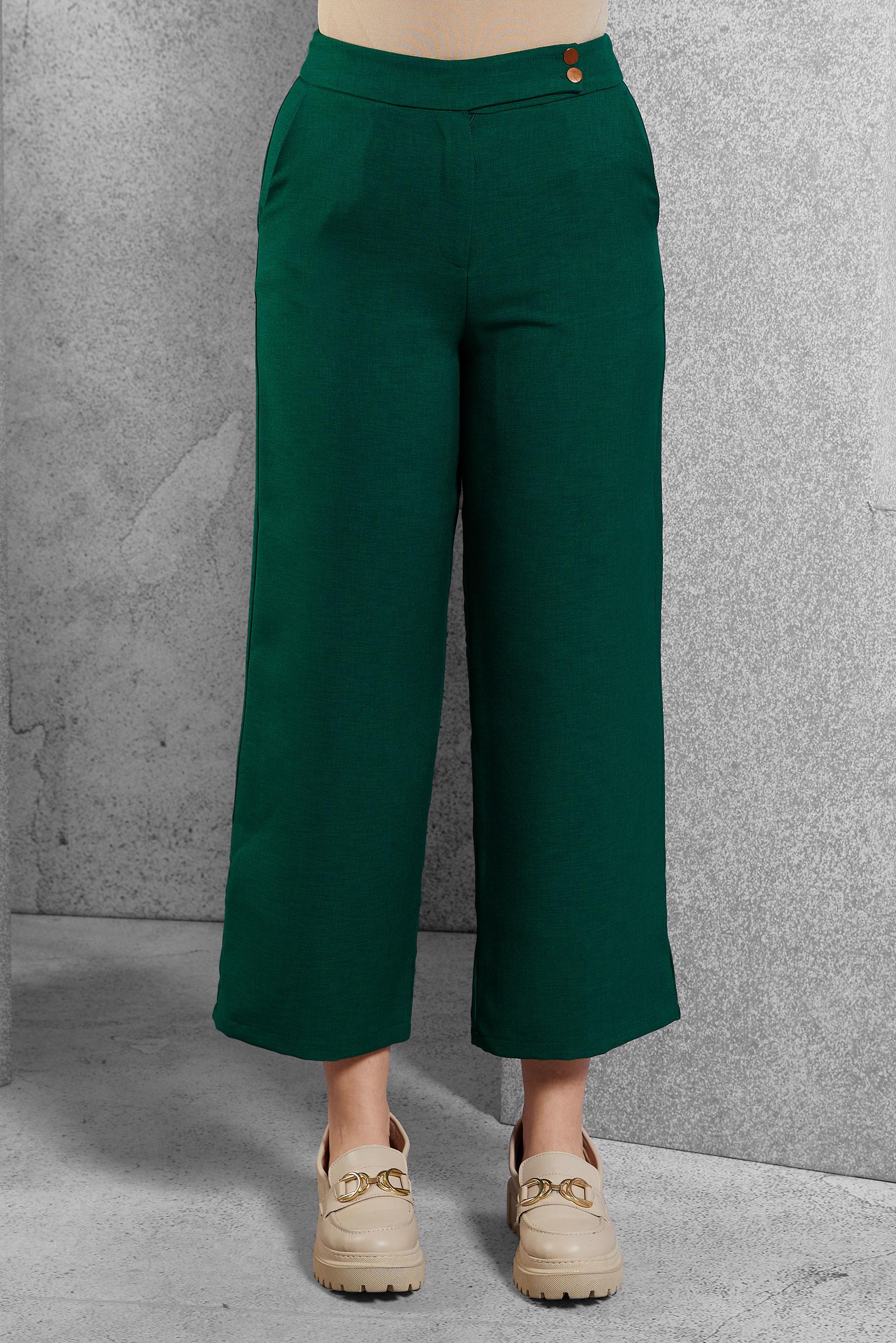 Tesettür giyim YEŞİL GENİŞ PAÇA PANTOLON 70456