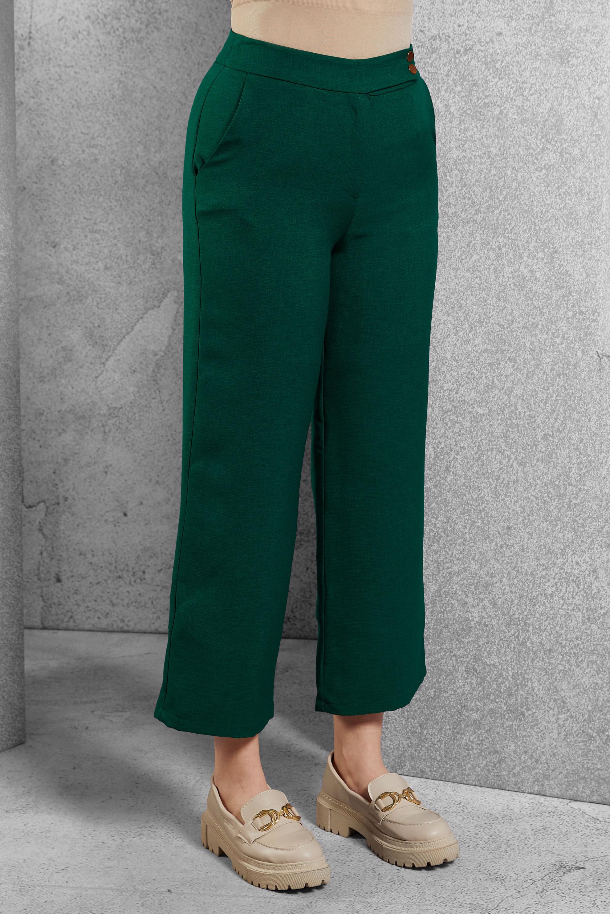 Tesettür giyim YEŞİL GENİŞ PAÇA PANTOLON 70456