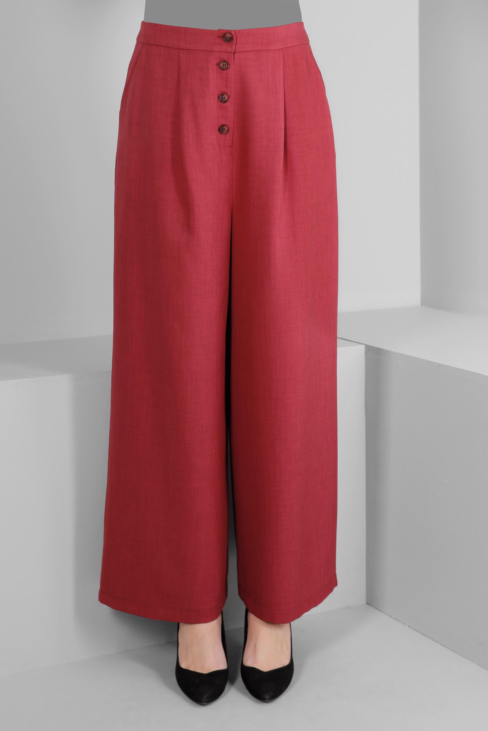 Tesettür giyim FUŞYA DÜĞMELİ BOL PAÇA PANTOLON 70457 