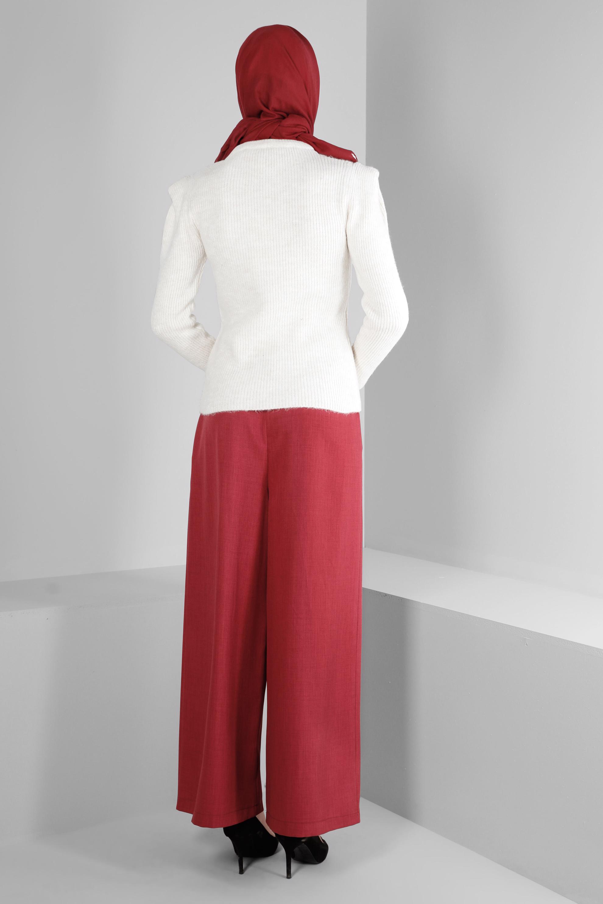 Tesettür giyim FUŞYA DÜĞMELİ BOL PAÇA PANTOLON 70457 