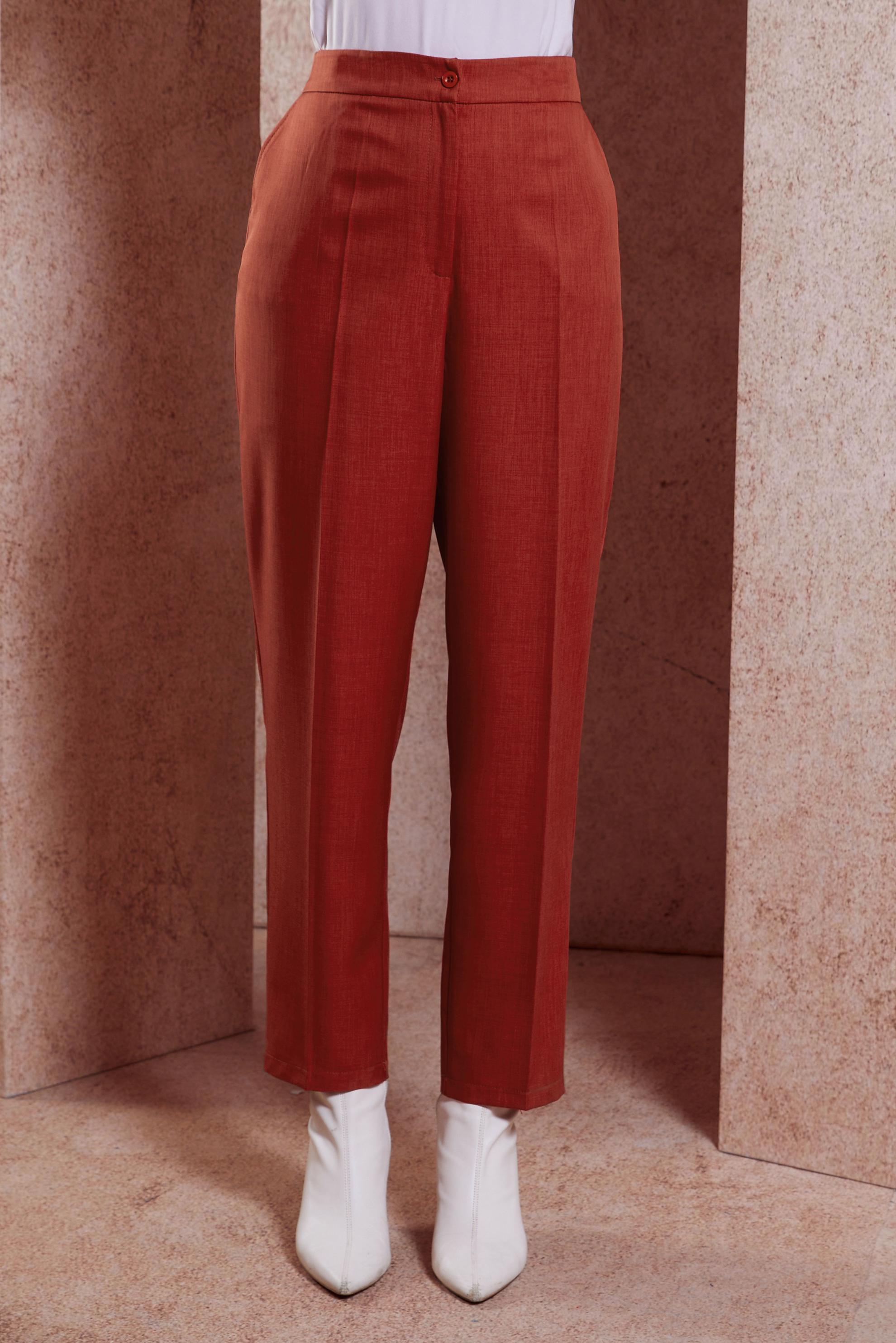 Tesettür giyim BORDO YÜKSEK BEL PANTOLON 70458