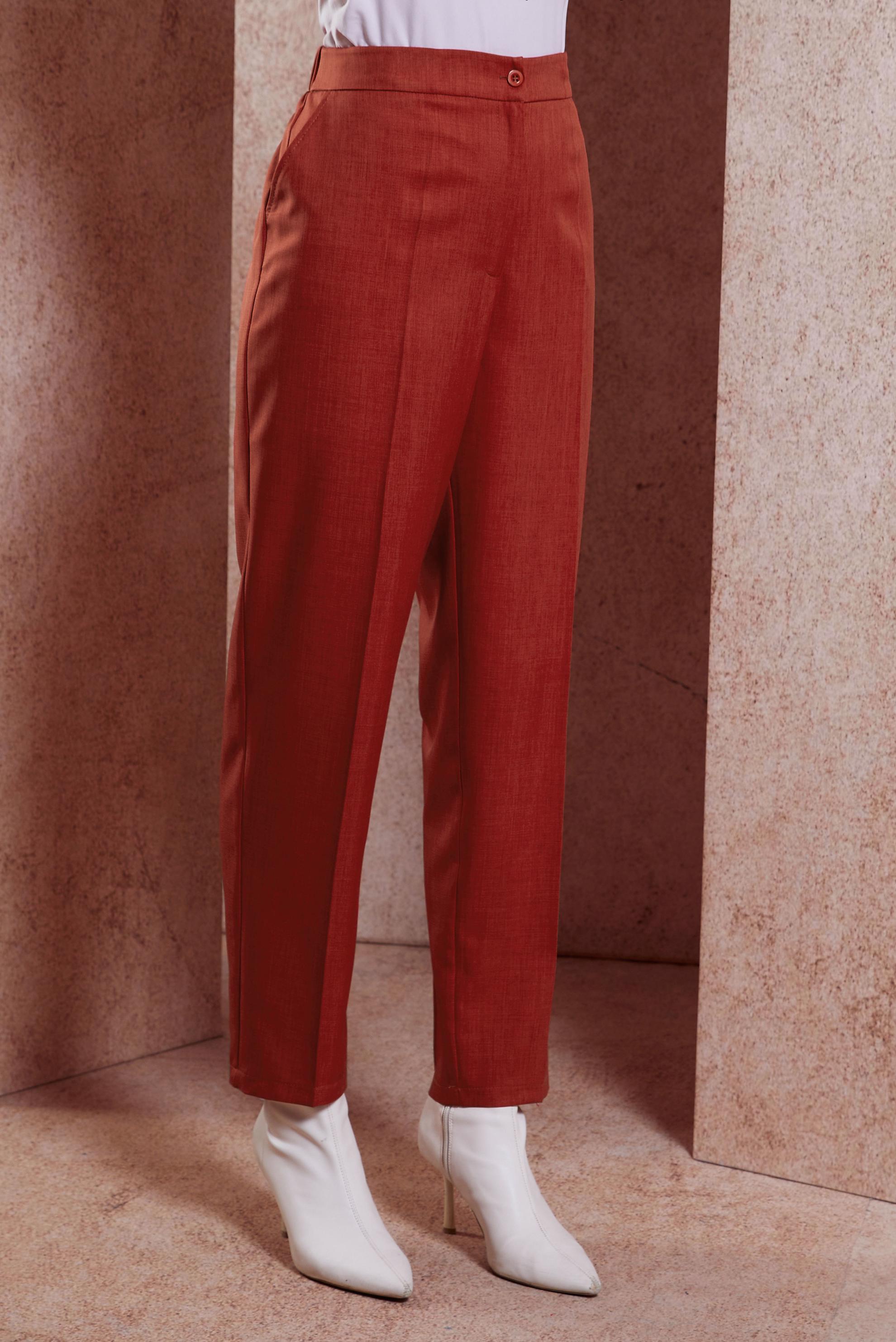 Tesettür giyim BORDO YÜKSEK BEL PANTOLON 70458