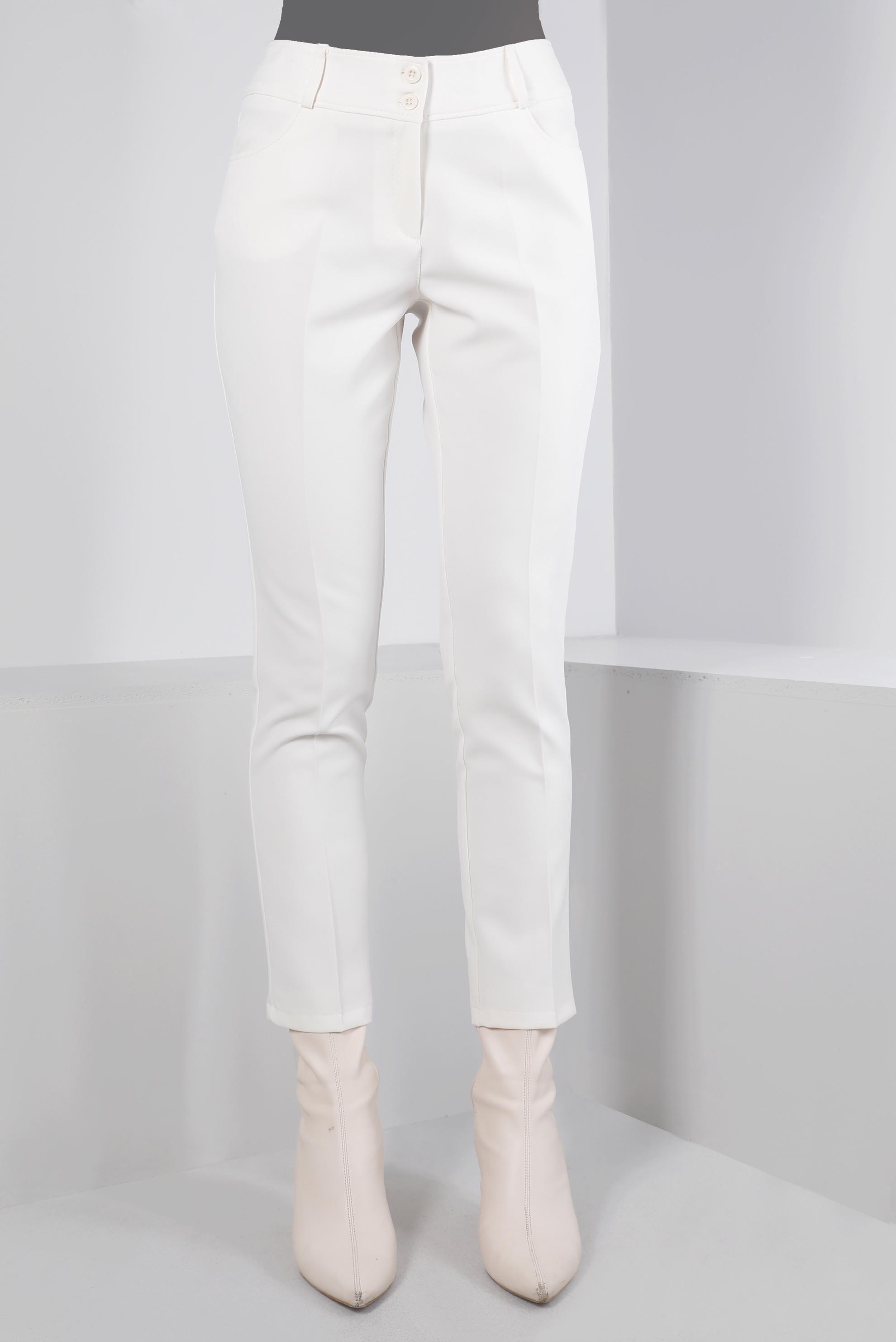 Tesettür giyim BEYAZ DÜĞMELİ KLASİK KESİM PANTOLON 70459 