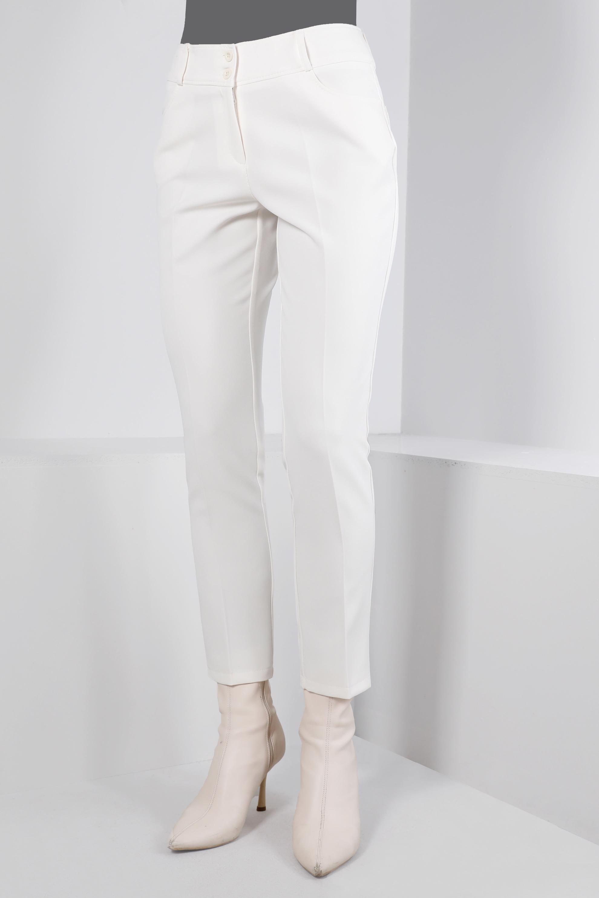 Tesettür giyim BEYAZ DÜĞMELİ KLASİK KESİM PANTOLON 70459 