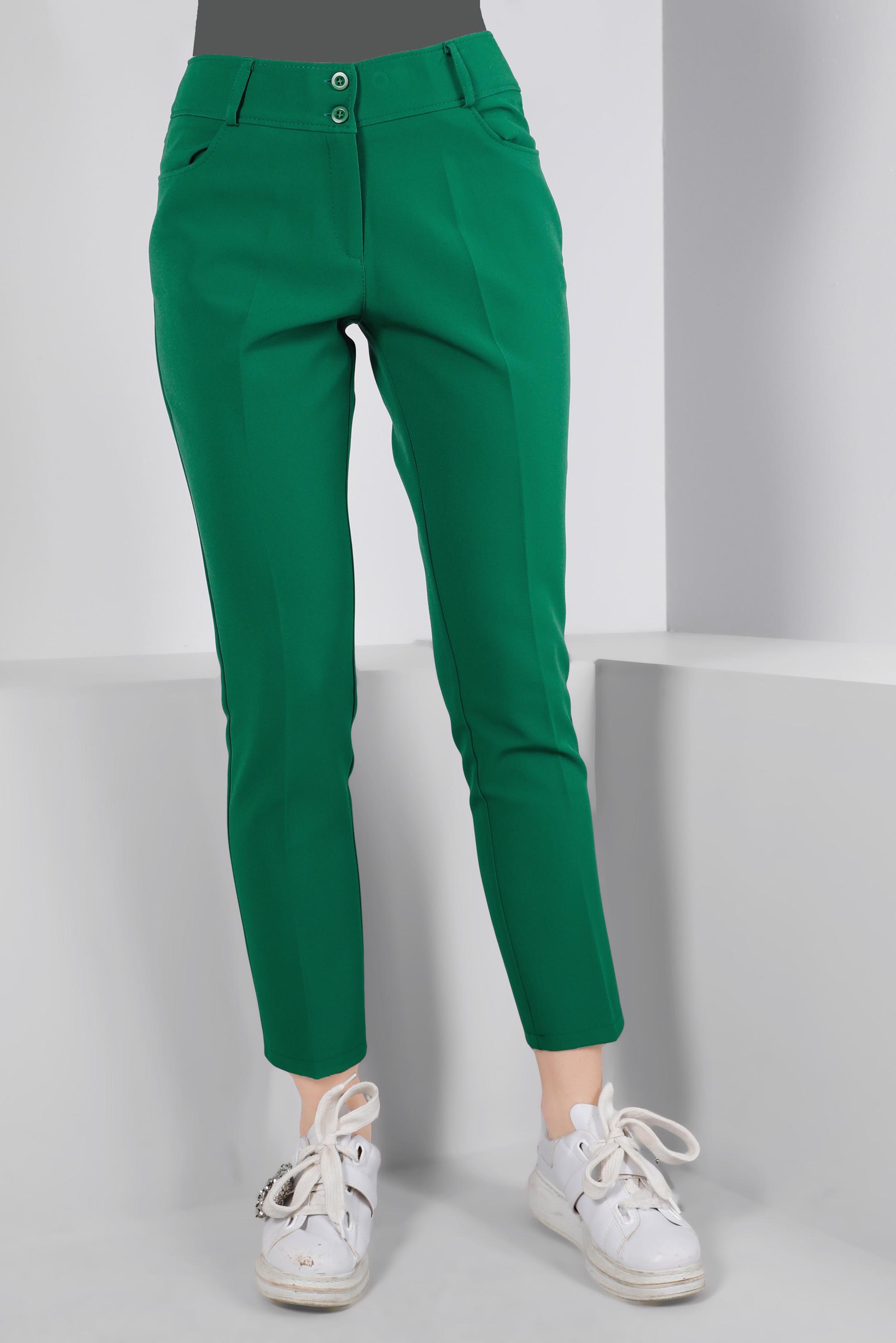 Tesettür giyim YEŞİL DÜĞMELİ KLASİK KESİM PANTOLON 70459 
