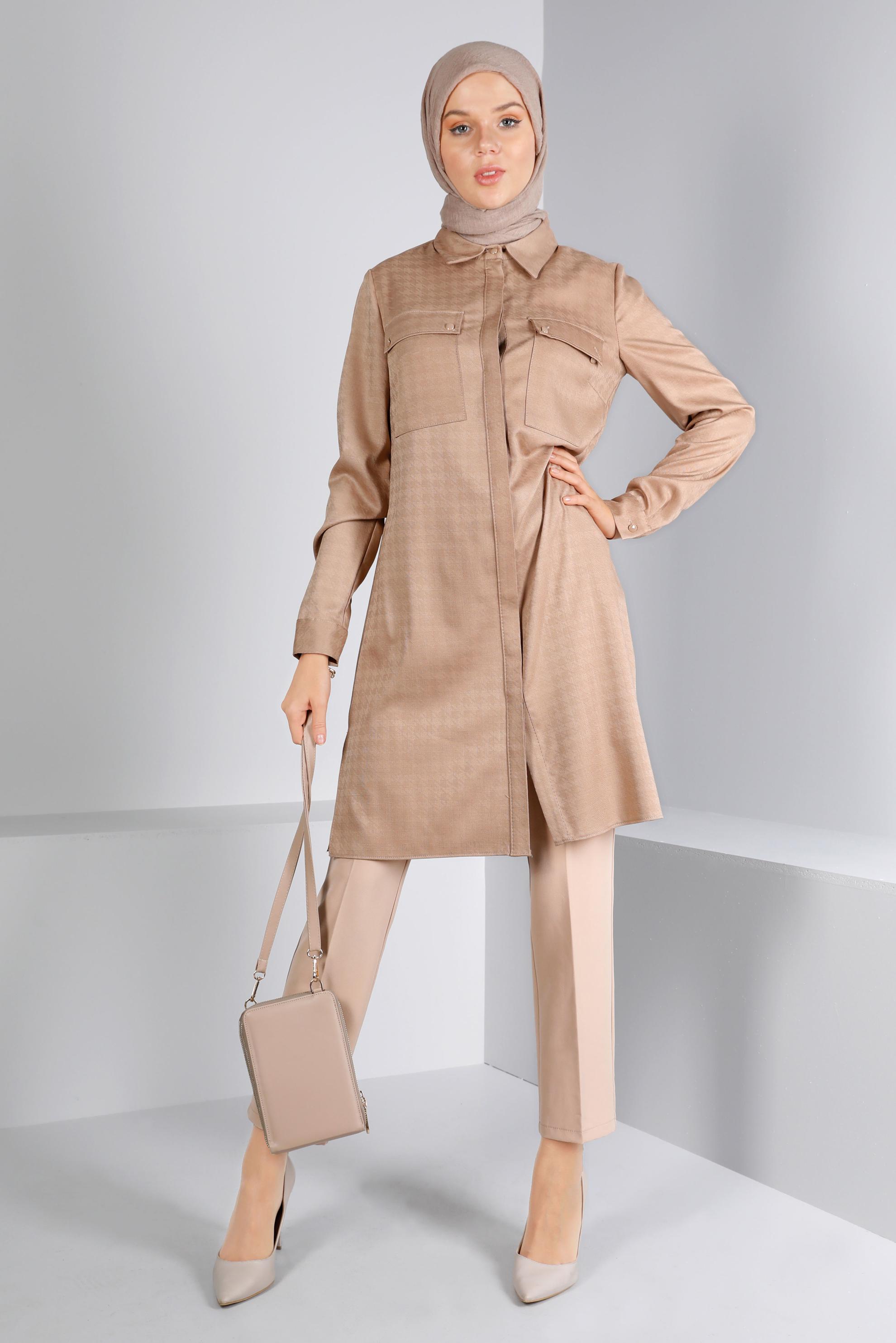 Vêtements hijab BEIGE PANTALON CLASSIQUE COUPE DROITE 70460