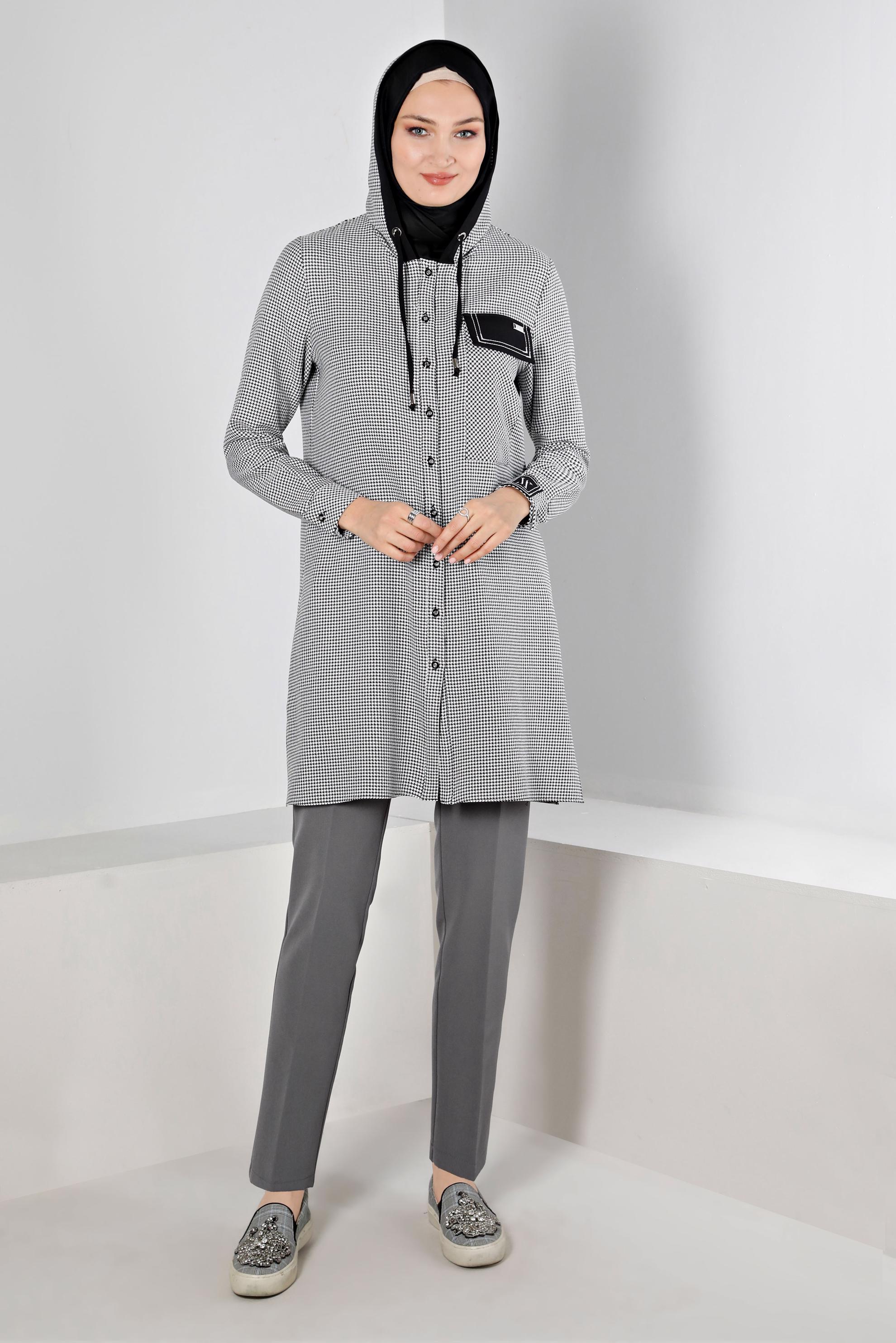 Tesettür giyim GRİ BORU PAÇA KLASİK PANTOLON 70460 
