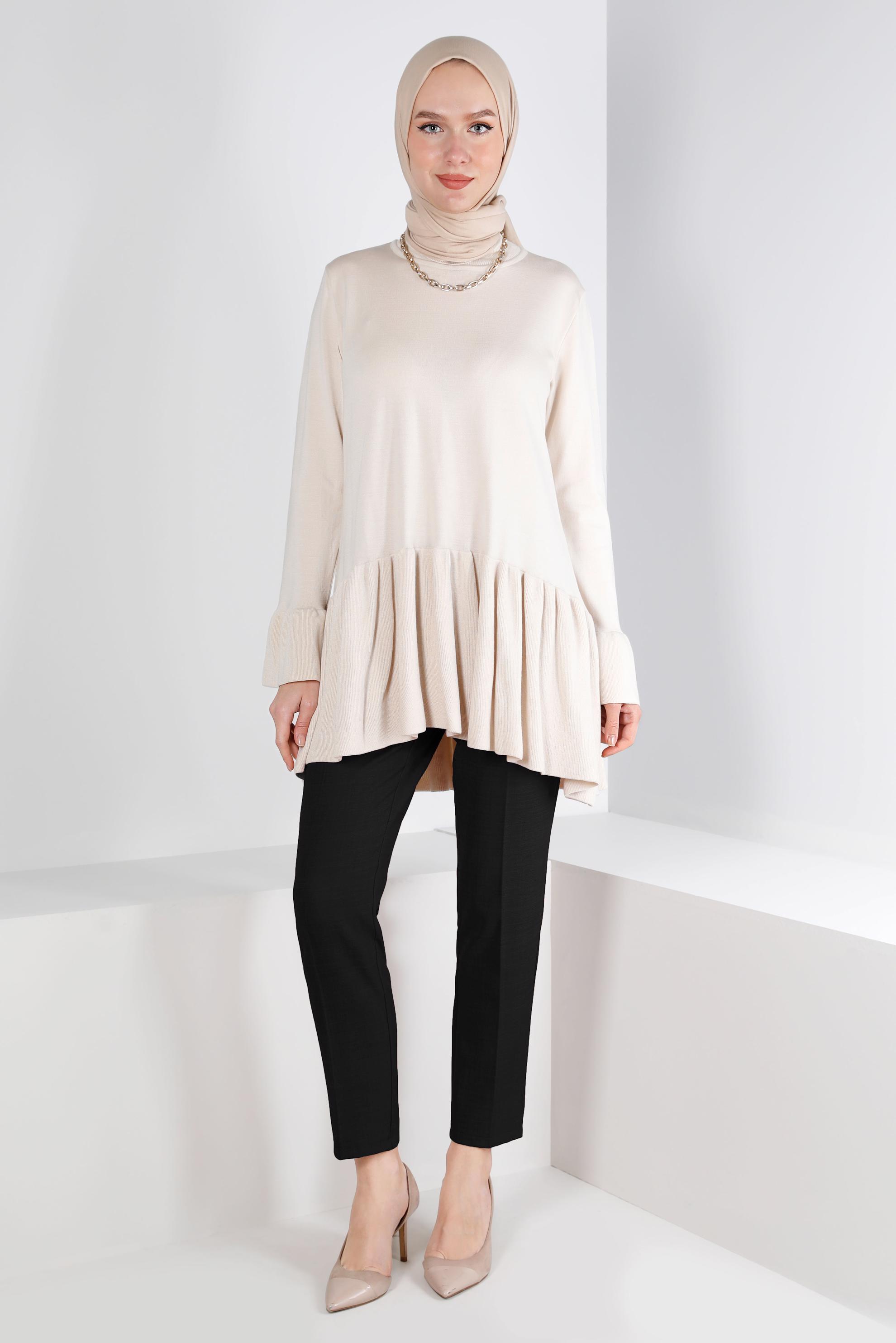 Tesettür giyim SİYAH DÜĞMELİ DÜZ KESİM PANTOLON 70461