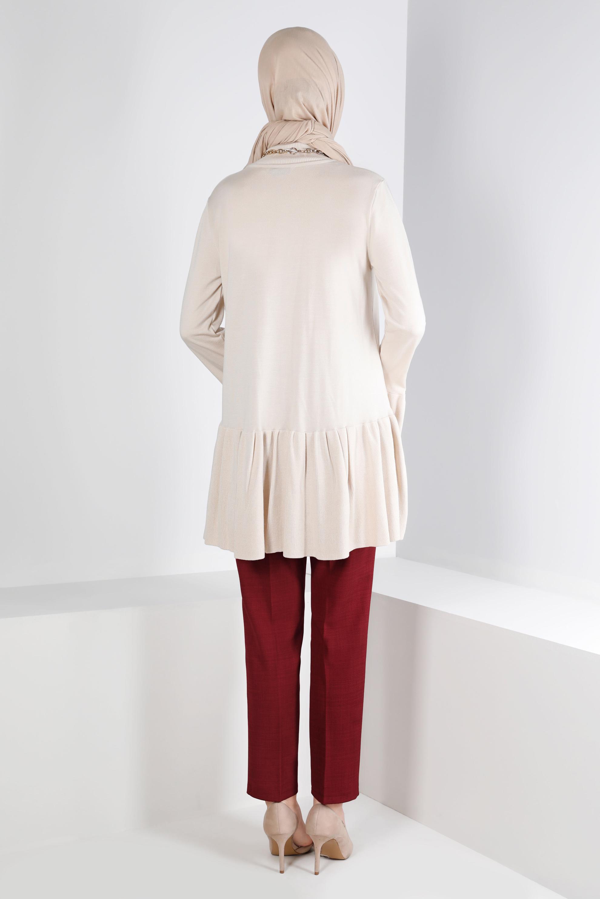 Tesettür giyim KIRMIZI DÜĞMELİ DÜZ KESİM PANTOLON 70461