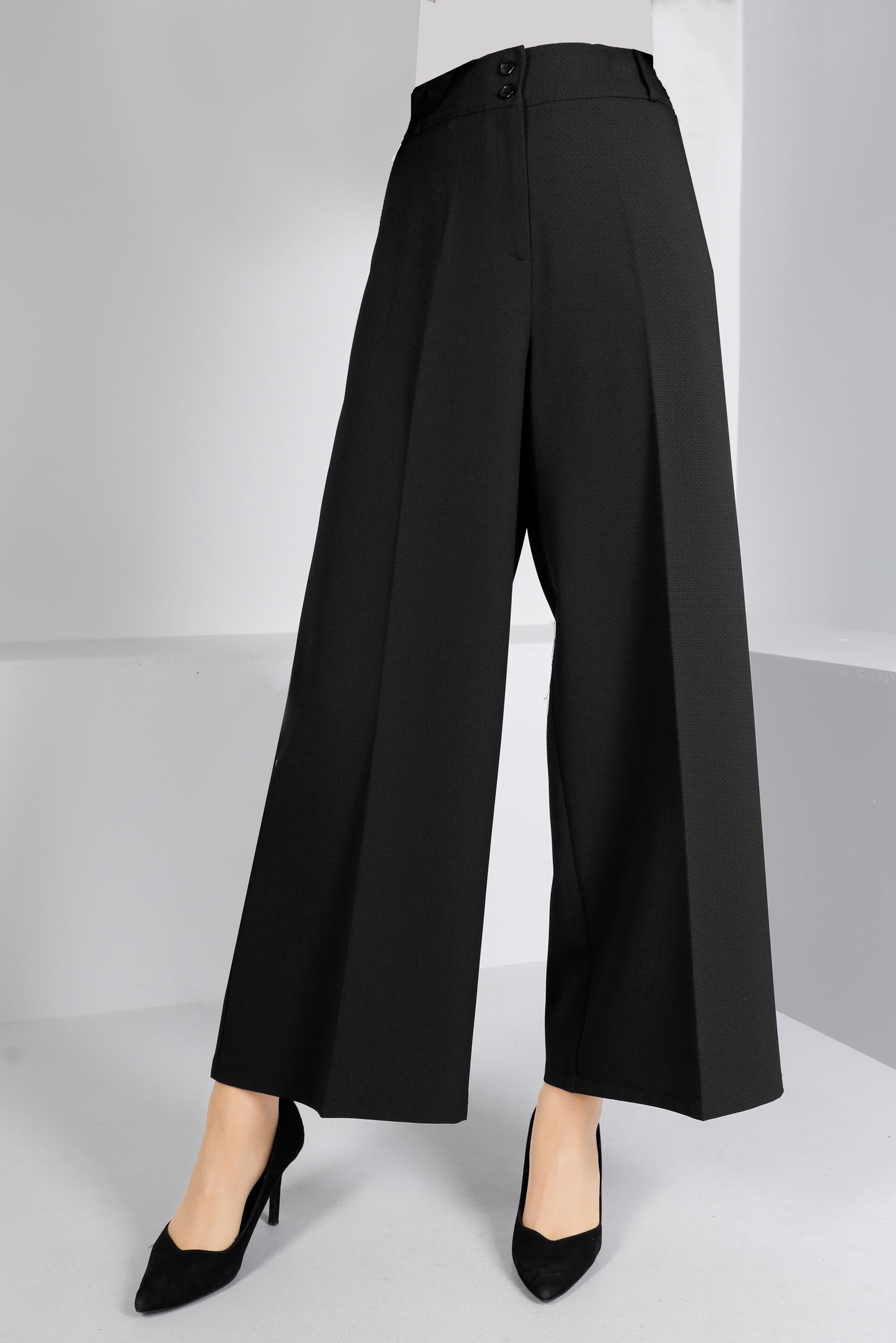 Tesettür giyim SİYAH  GENİŞ KESİM PANTOLON 70462