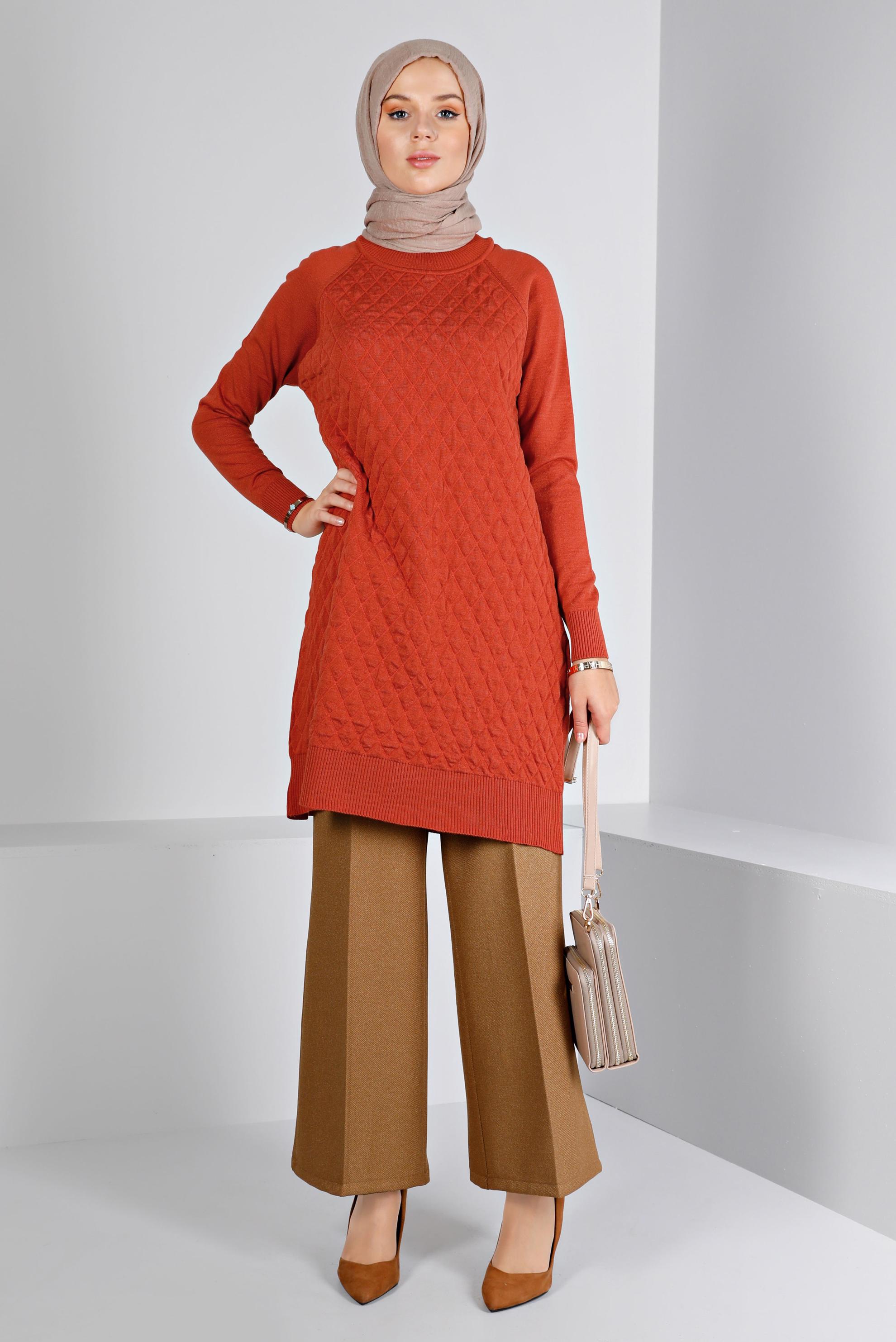 Tesettür giyim KAHVE  GENİŞ KESİM PANTOLON 70462