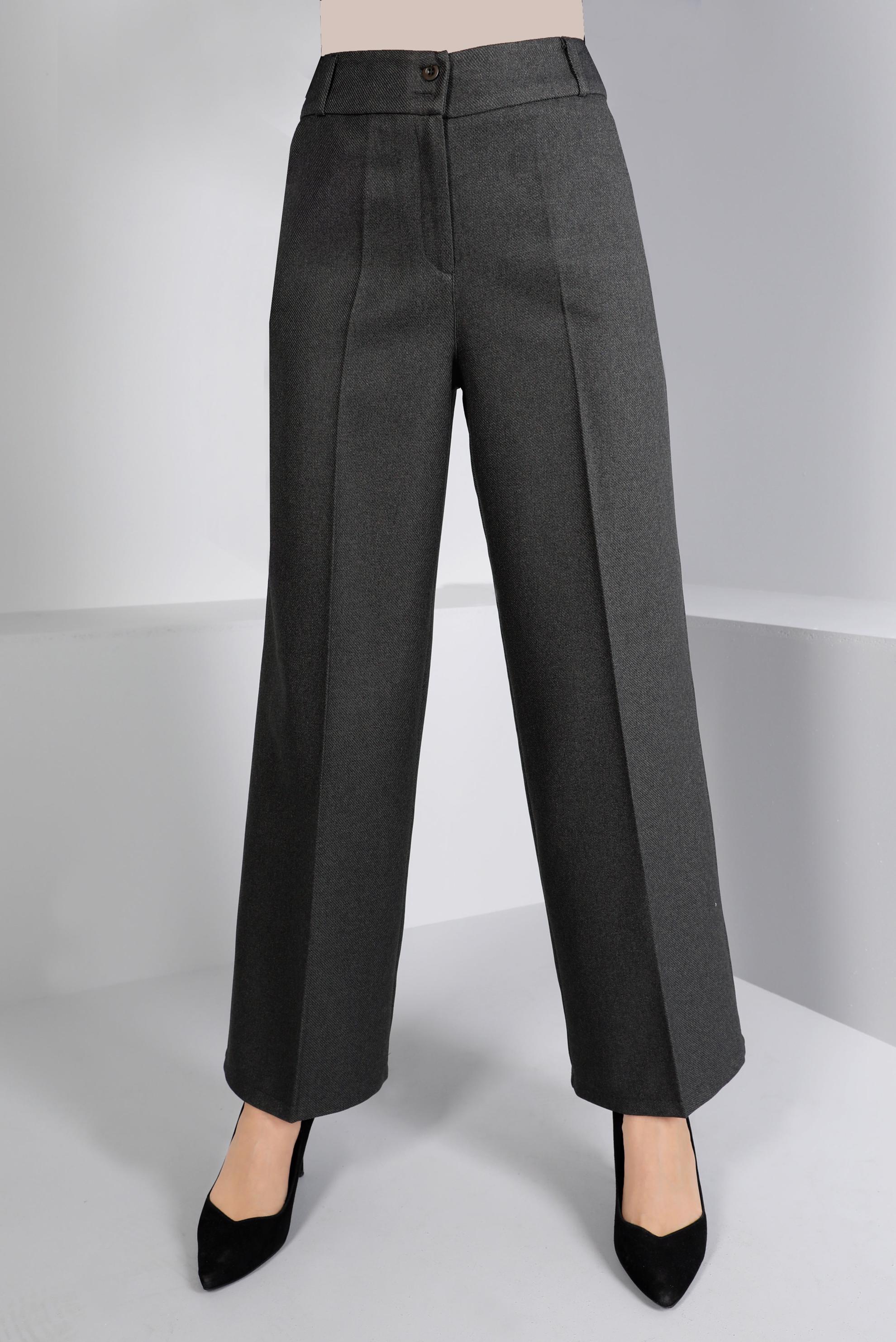 Tesettür giyim GRİ  GENİŞ KESİM PANTOLON 70462