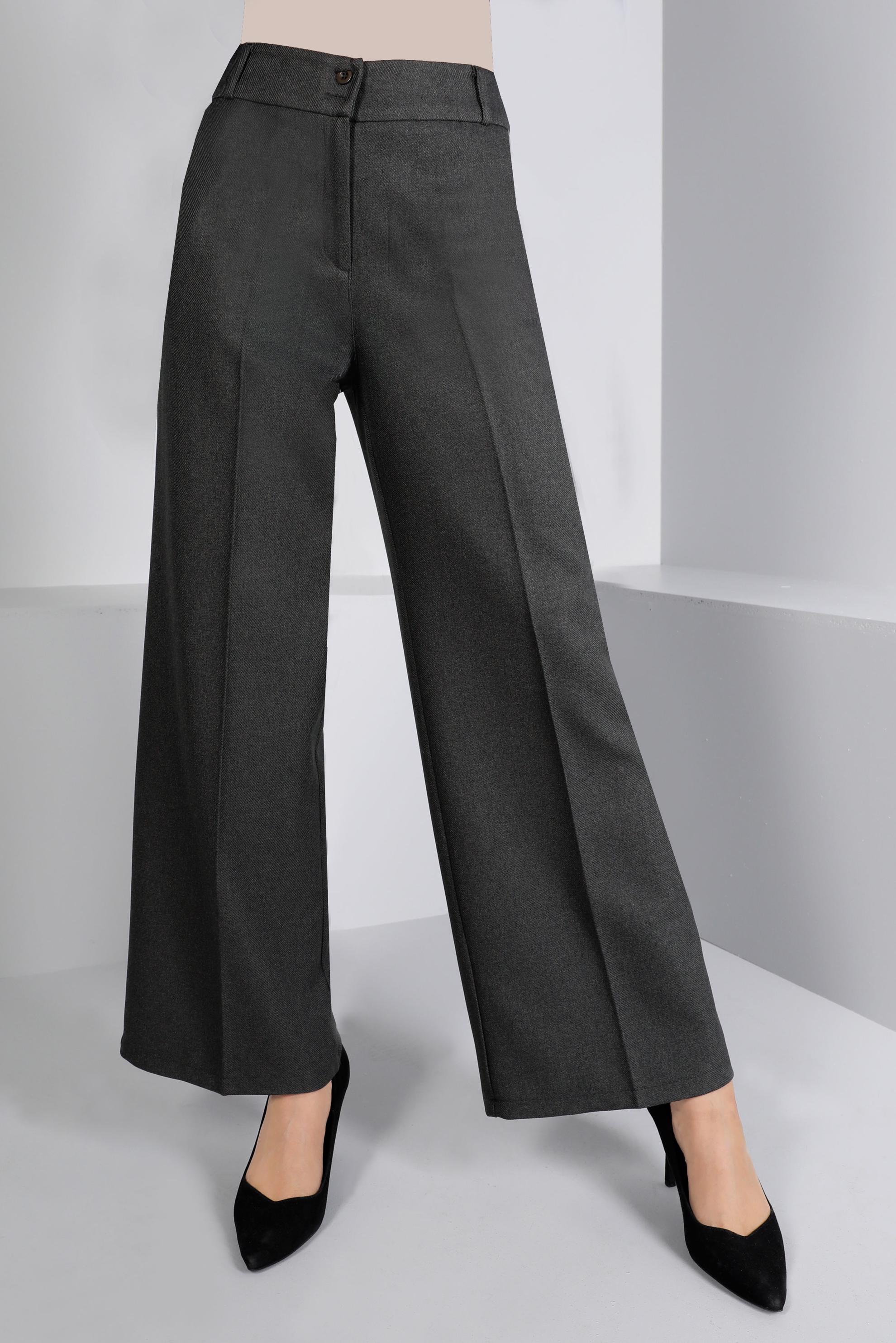 Tesettür giyim GRİ  GENİŞ KESİM PANTOLON 70462