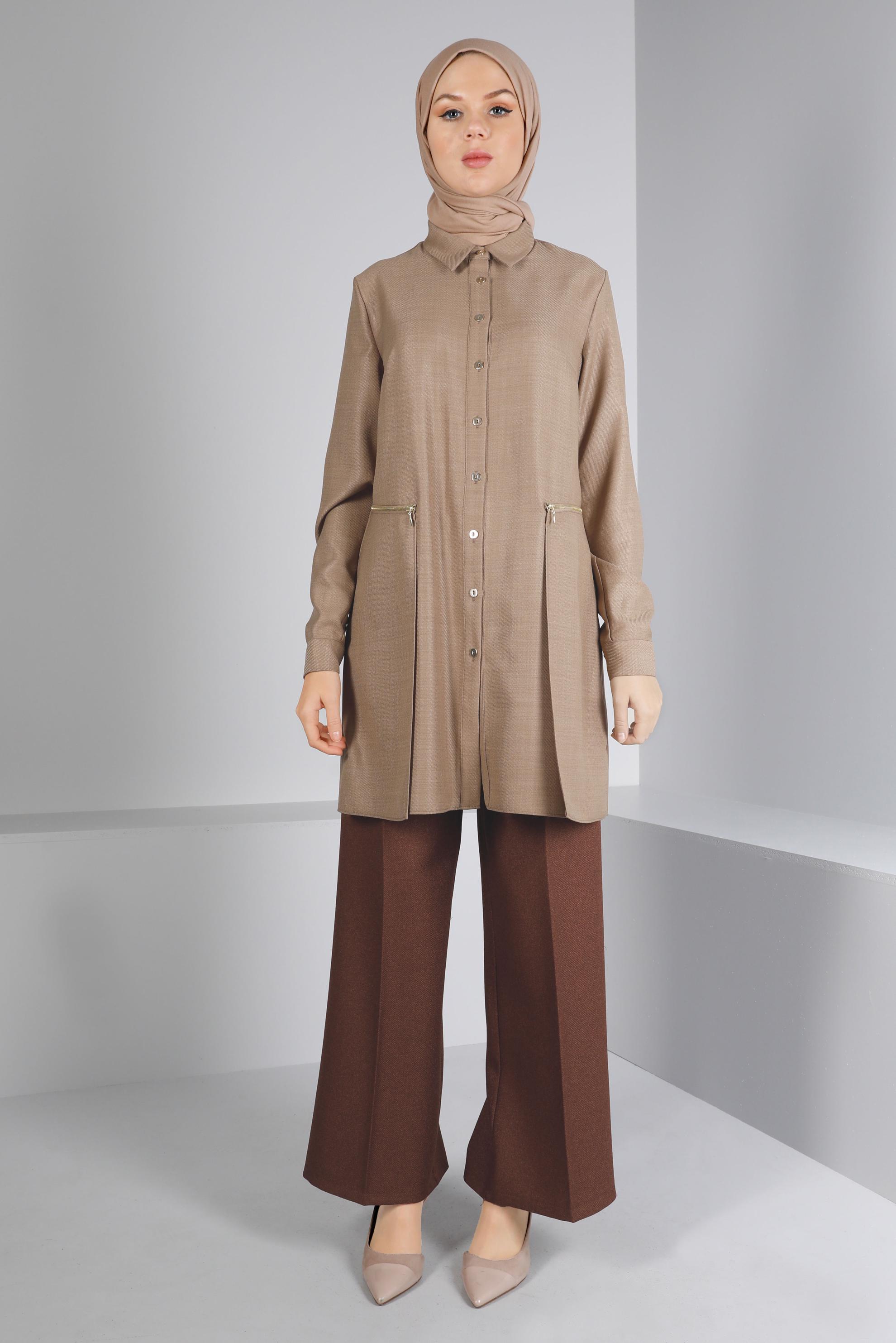 Tesettür giyim KAHVE  GENİŞ KESİM PANTOLON 70462