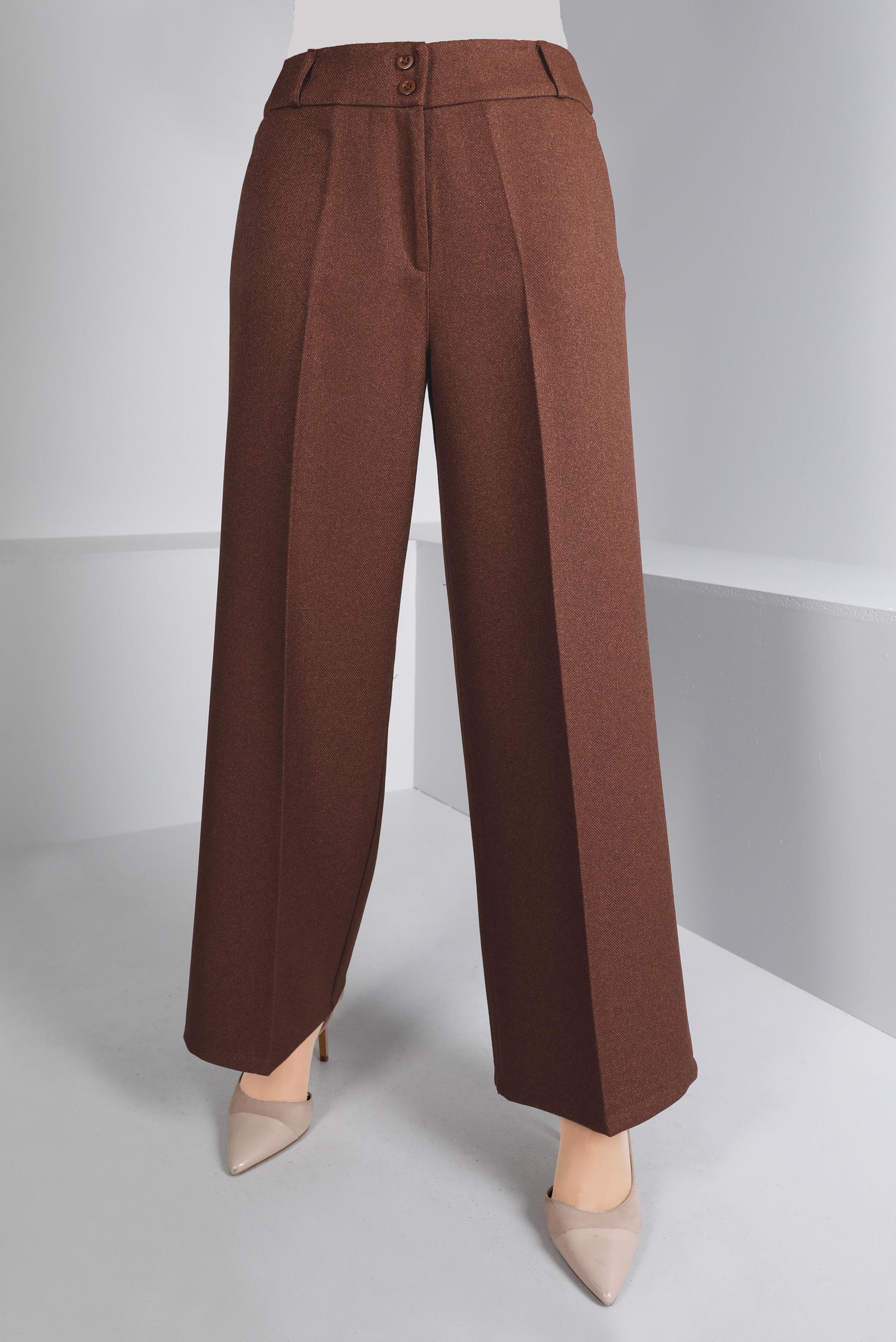 Tesettür giyim KAHVE  GENİŞ KESİM PANTOLON 70462