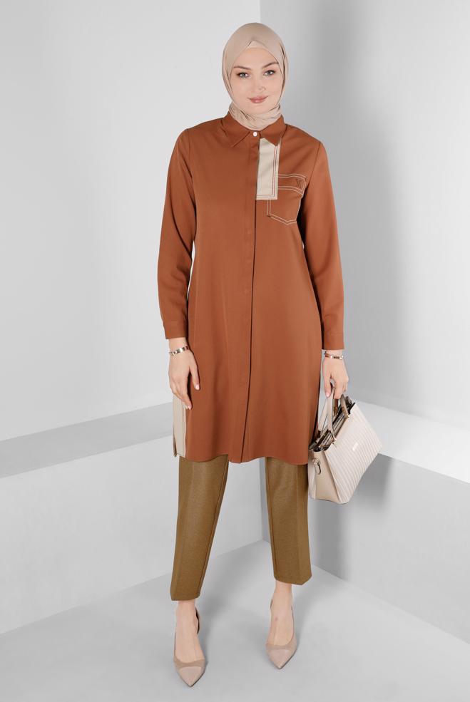Vêtements hijab BRUN PANTALON CLASSIQUE COUPE DROITE 70463 - ALVİNA