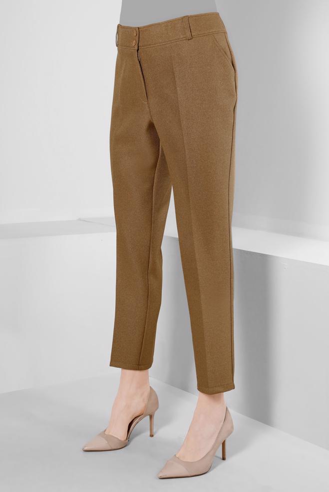 Vêtements hijab BRUN PANTALON CLASSIQUE COUPE DROITE 70463 - ALVİNA