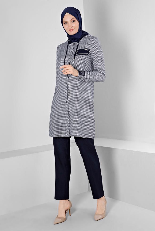 Hijab clothing NAVY BLUE STRAİGHT CUT CLASSIC TROUSERS 70463 - ALVİNA